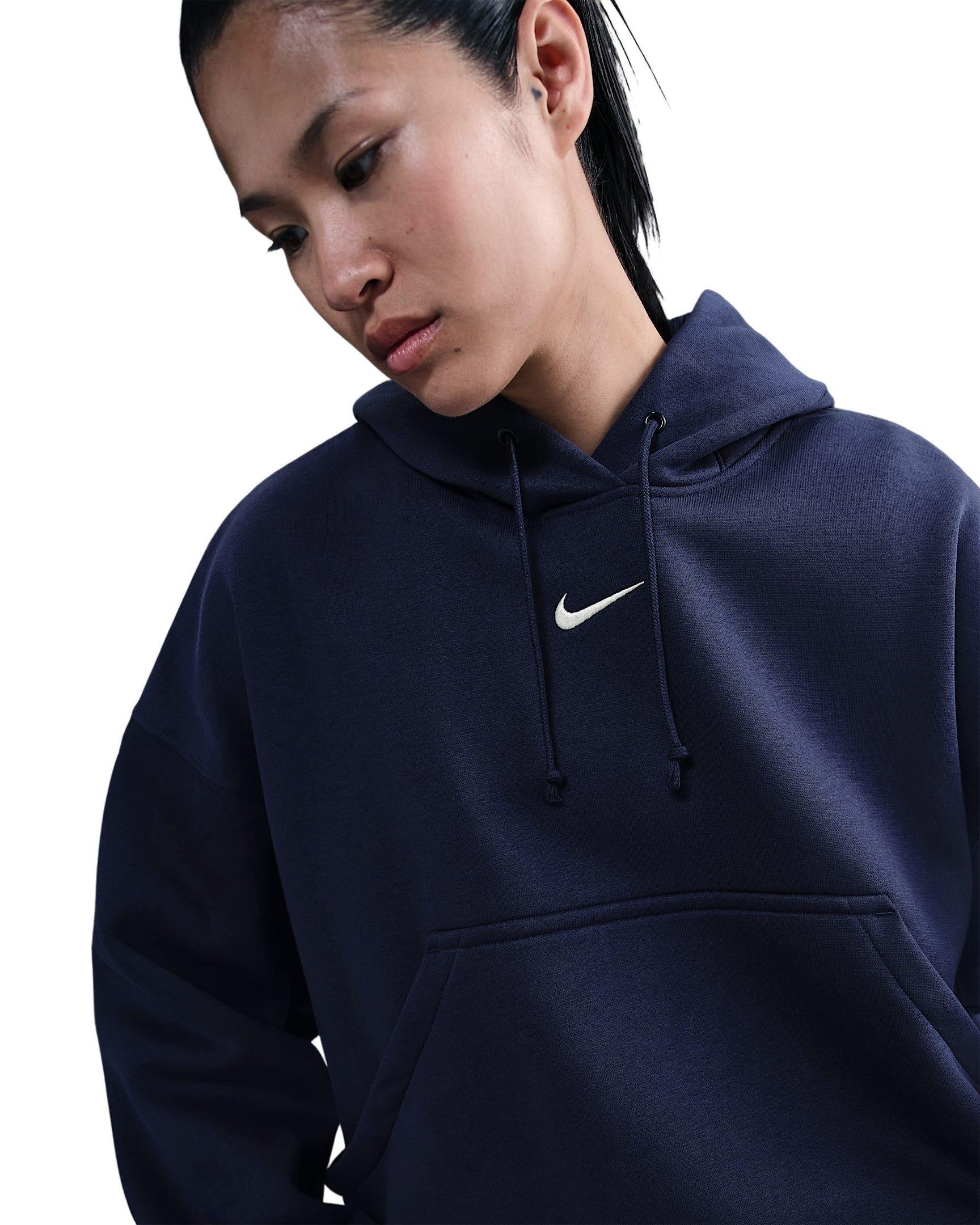 Nike Women's Sportswear Phoenix Fleece Over-Oversized Pullover Hoodie -Navy - NAVY Thumbnail View 3