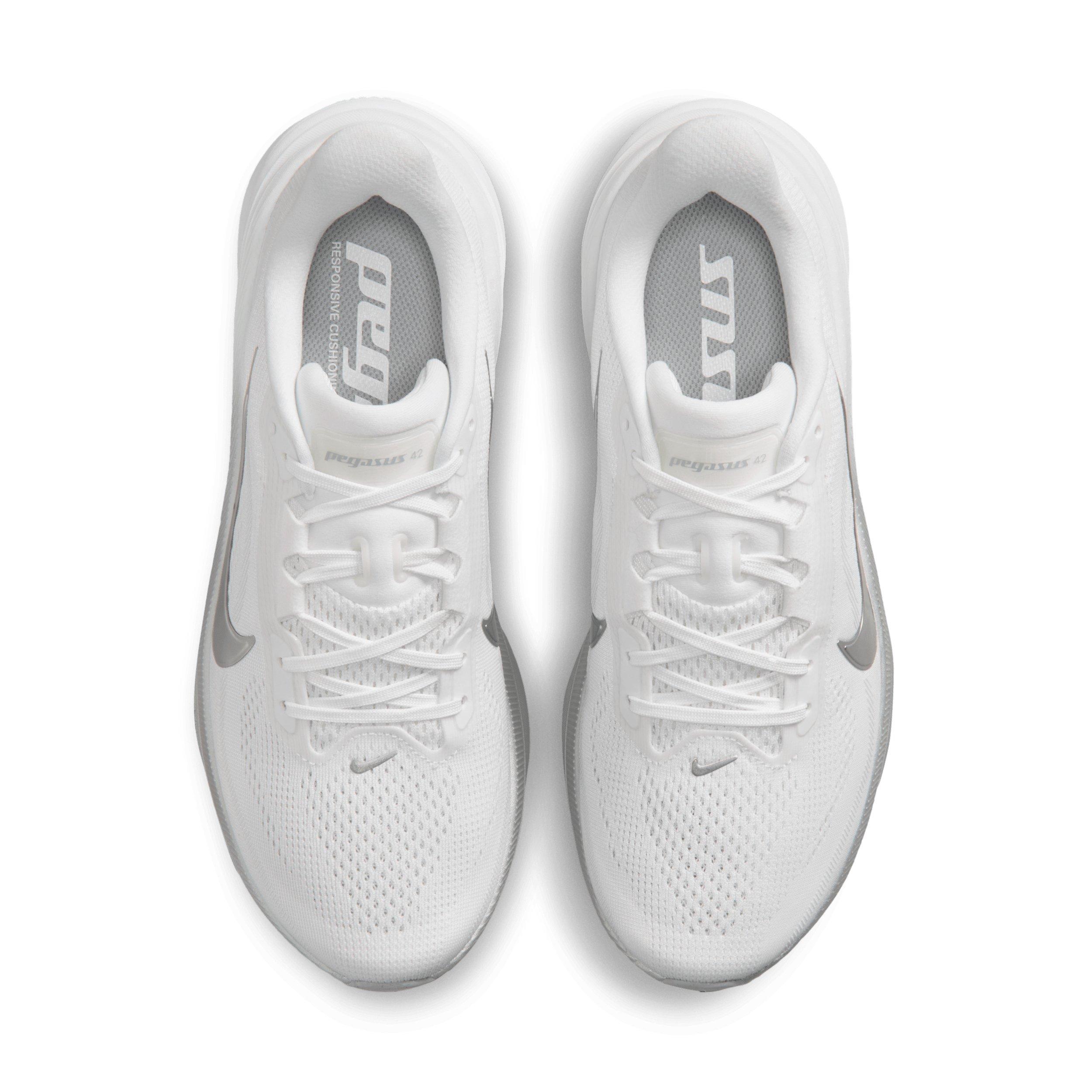 Nike Pegasus 42 "White/Wolf Grey/Cool Grey/Metallic Silver" Women's Road Running Shoe - WHITE/SILVER Thumbnail View 4