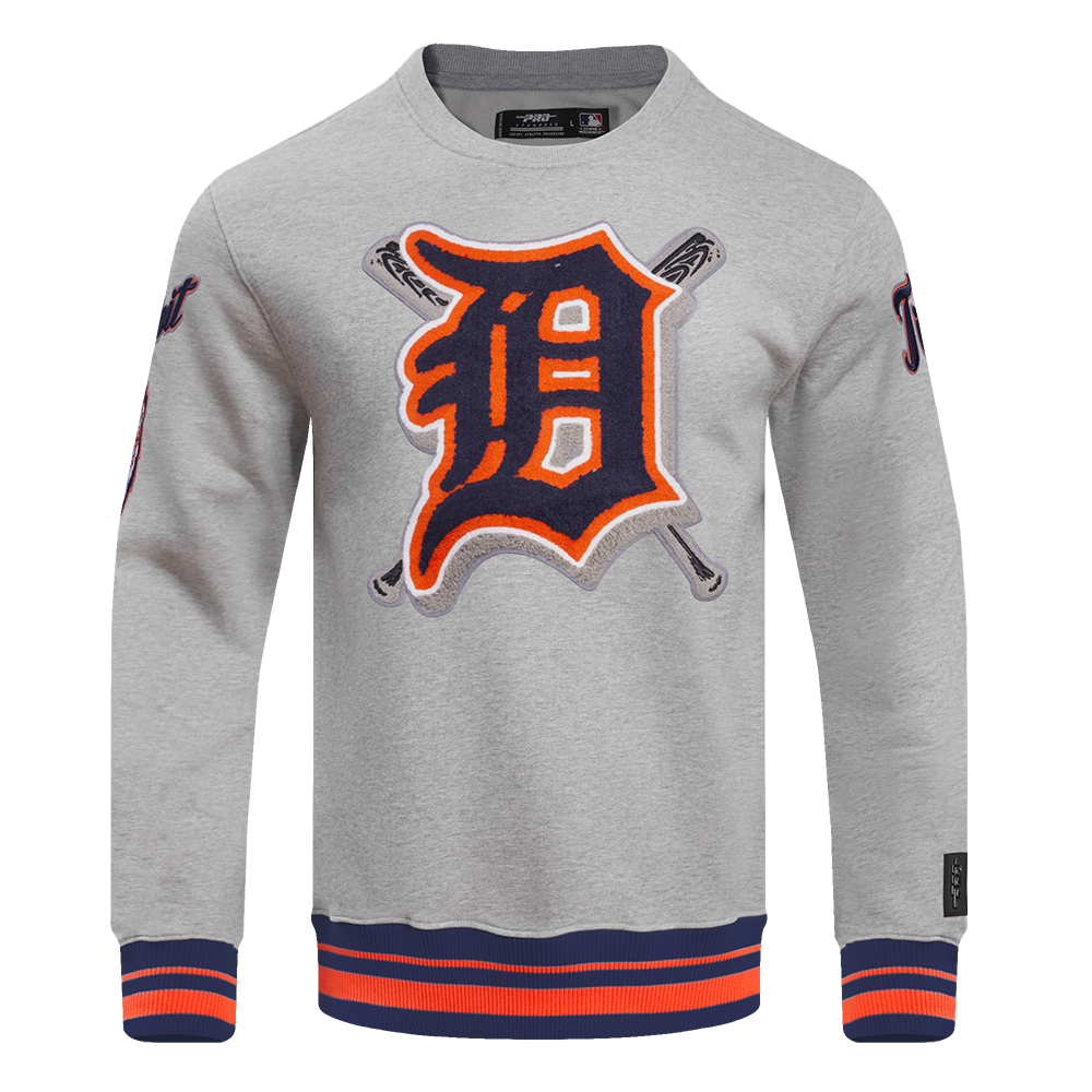 Pro Standard Men's MLB Detroit Tigers Mashup Rib Crewneck - Grey/Navy - GREY/NAVY Thumbnail View 1