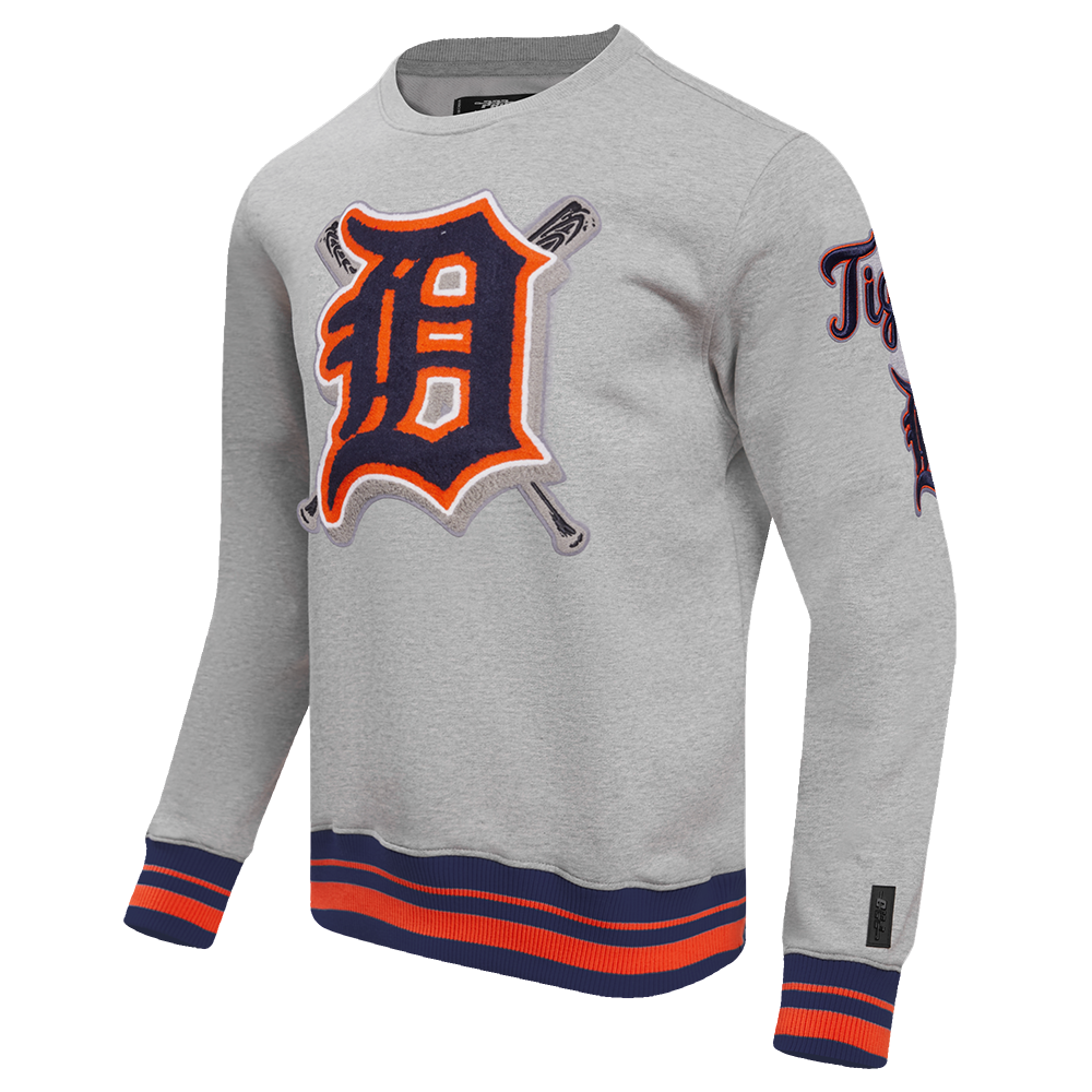 Pro Standard Men's MLB Detroit Tigers Mashup Rib Crewneck - Grey/Navy - GREY/NAVY Thumbnail View 3
