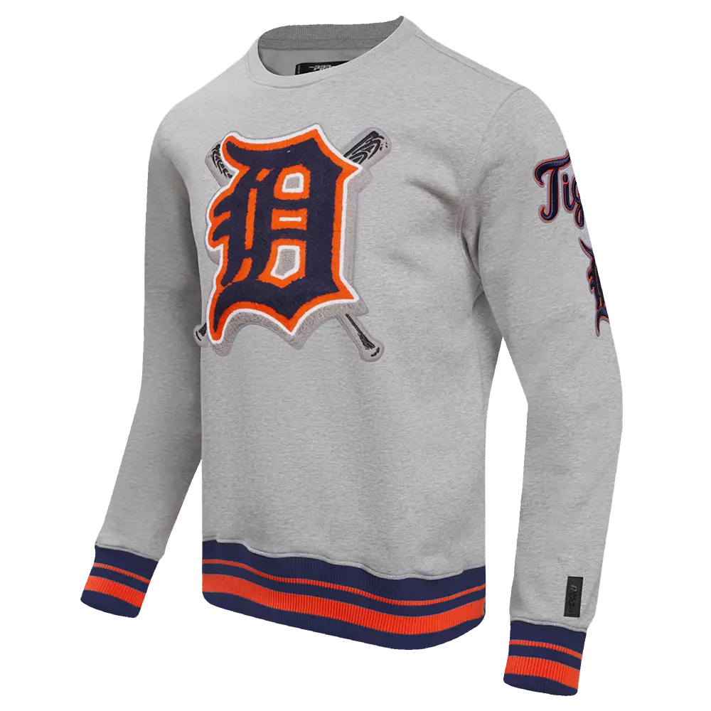 Pro Standard Men's MLB Detroit Tigers Mashup Rib Crewneck - Grey/Navy - GREY/NAVY