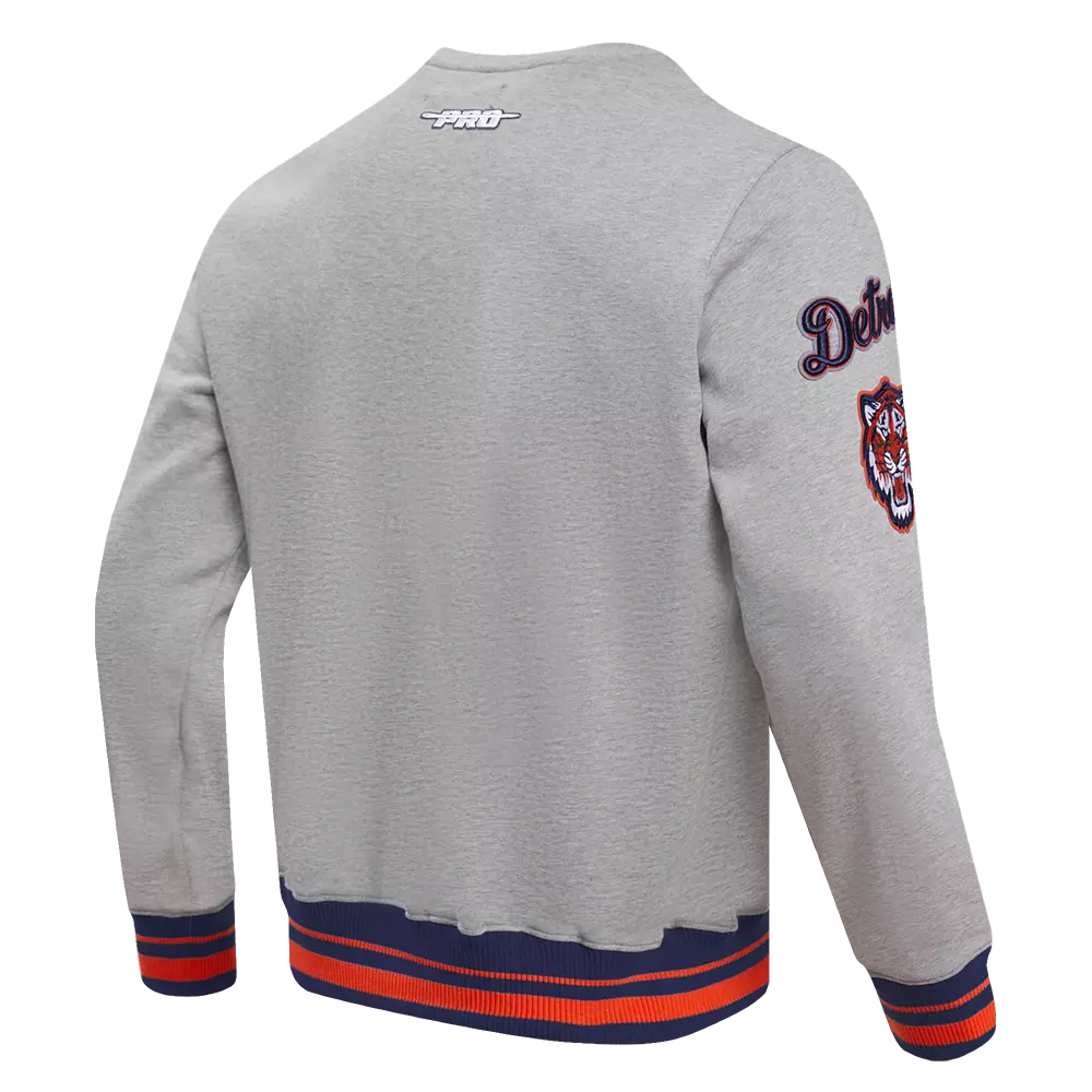 Pro Standard Men's MLB Detroit Tigers Mashup Rib Crewneck -Grey/Navy - GREY/NAVY