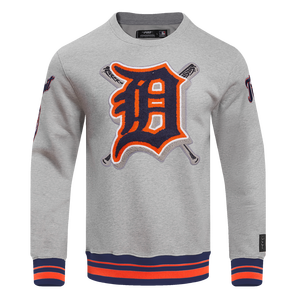 Pro Standard Men's MLB Detroit Tigers Mashup Rib Crewneck -Grey/Navy