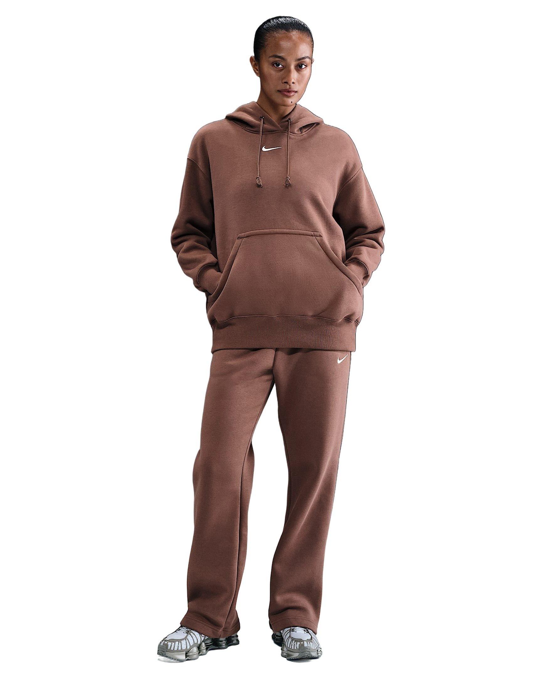 Nike Women's Sportswear Phoenix Fleece Oversized Pullover Hoodie - Brown - BROWN Thumbnail View 4