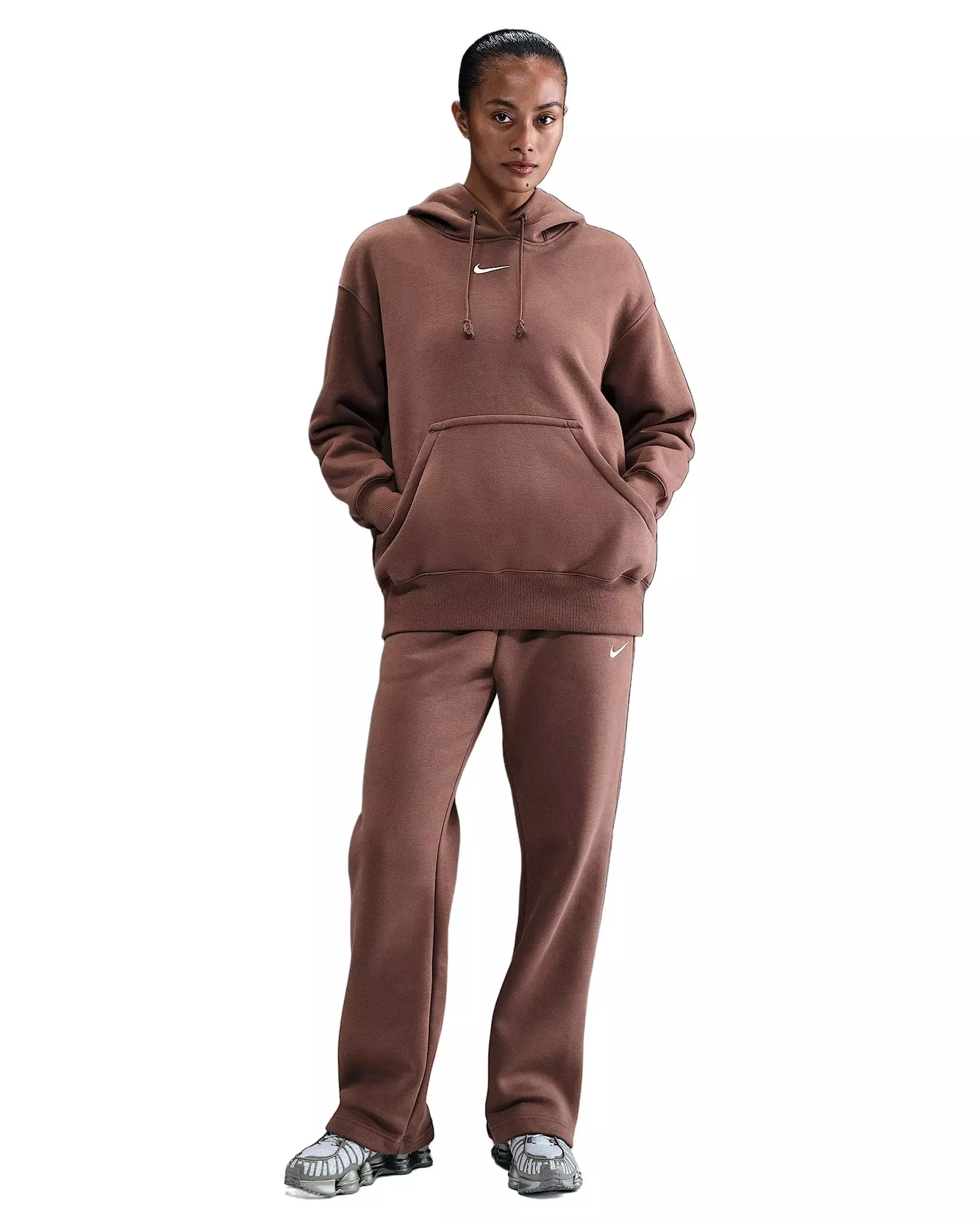 Nike Women's Sportswear Phoenix Fleece Oversized Pullover Hoodie - Brown - BROWN