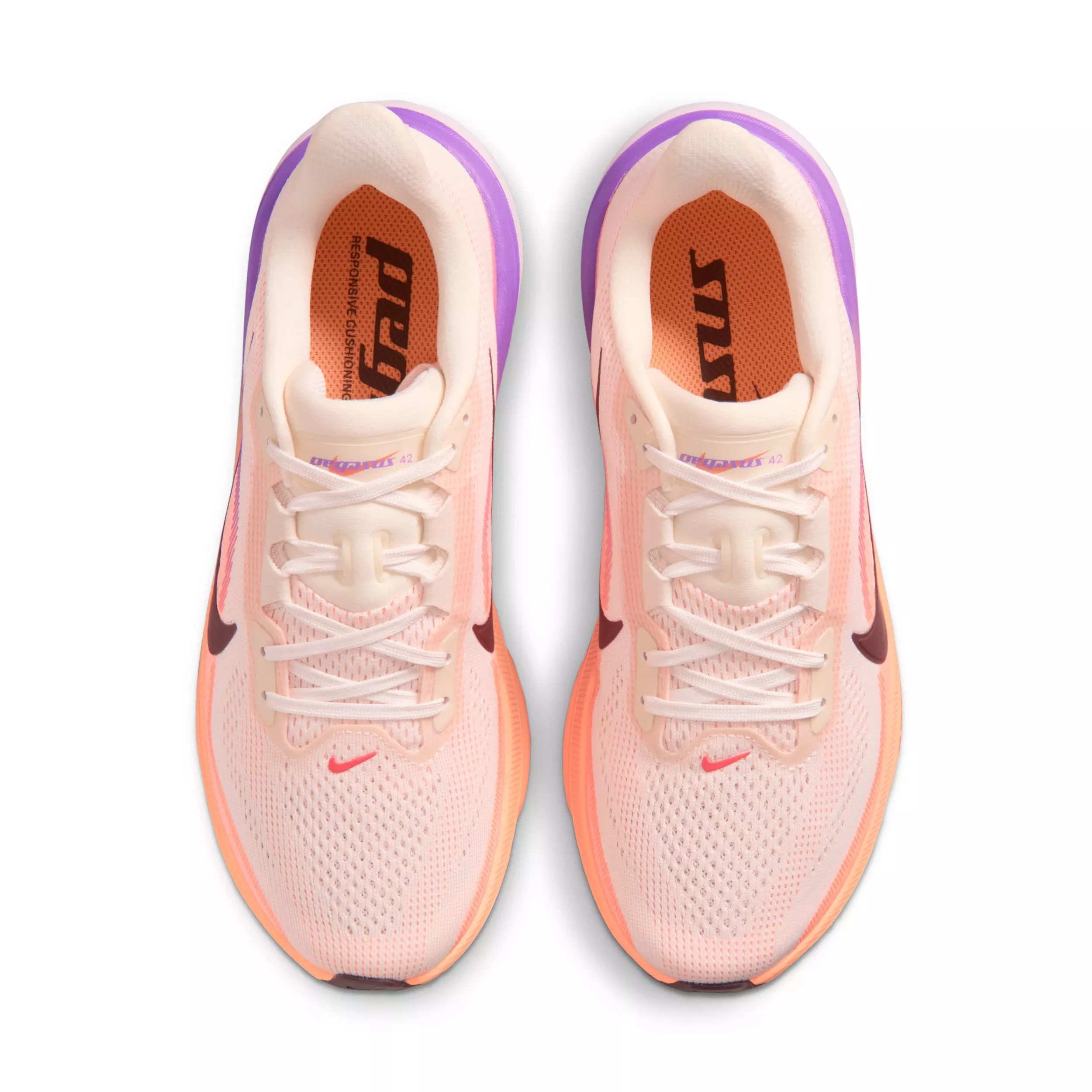 Nike Pegasus 42 "Chalk/Orange Pulse/Bright Violet/Tattoo" Women's Road Running Shoe - WHITE/ORANGE/PURPLE