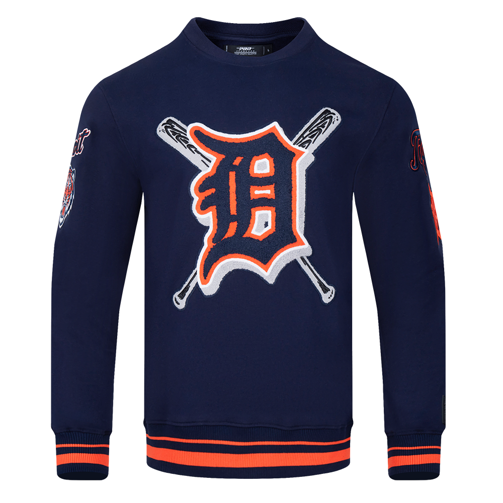 Pro Standard Men's MLB Detroit Tigers Mashup Rib Crewneck - Navy/Orange - NAVY/ORANGE Thumbnail View 1