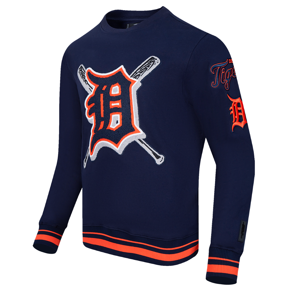 Pro Standard Men's MLB Detroit Tigers Mashup Rib Crewneck - Navy/Orange - NAVY/ORANGE Thumbnail View 3