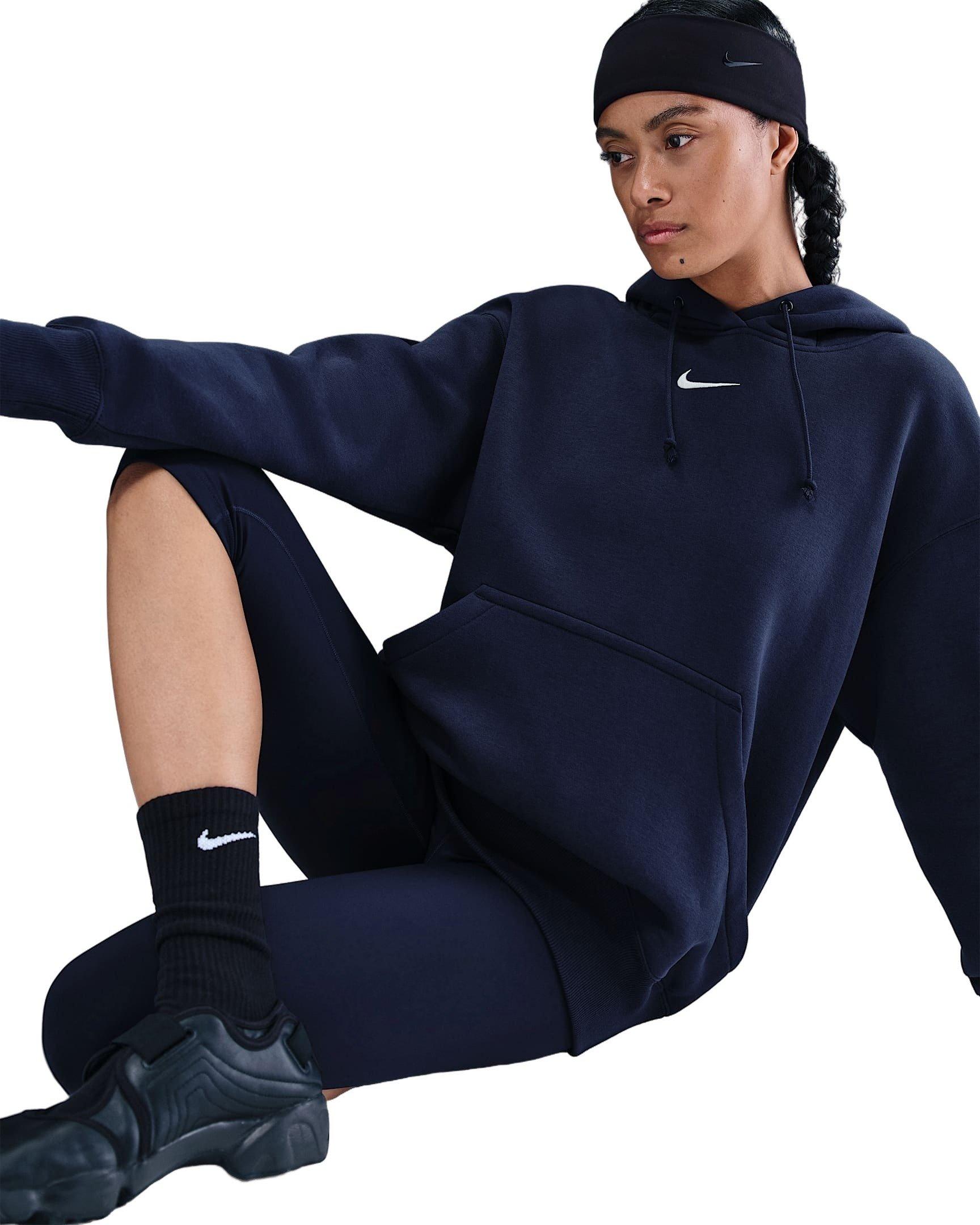 Nike Women's Sportswear Phoenix Fleece Oversized Pullover Hoodie - Navy - NAVY Thumbnail View 3