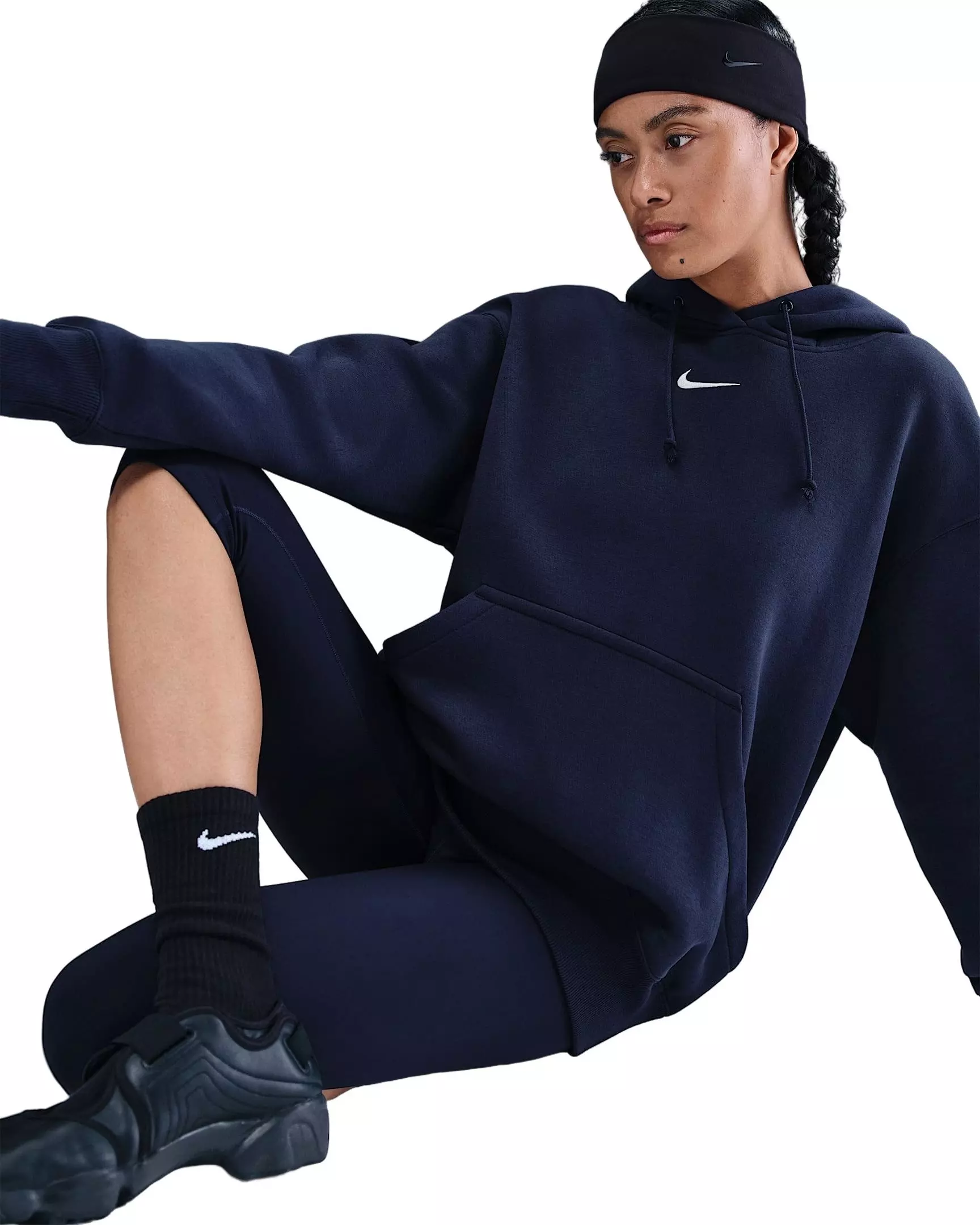 Nike Women's Sportswear Phoenix Fleece Oversized Pullover Hoodie -Navy - NAVY