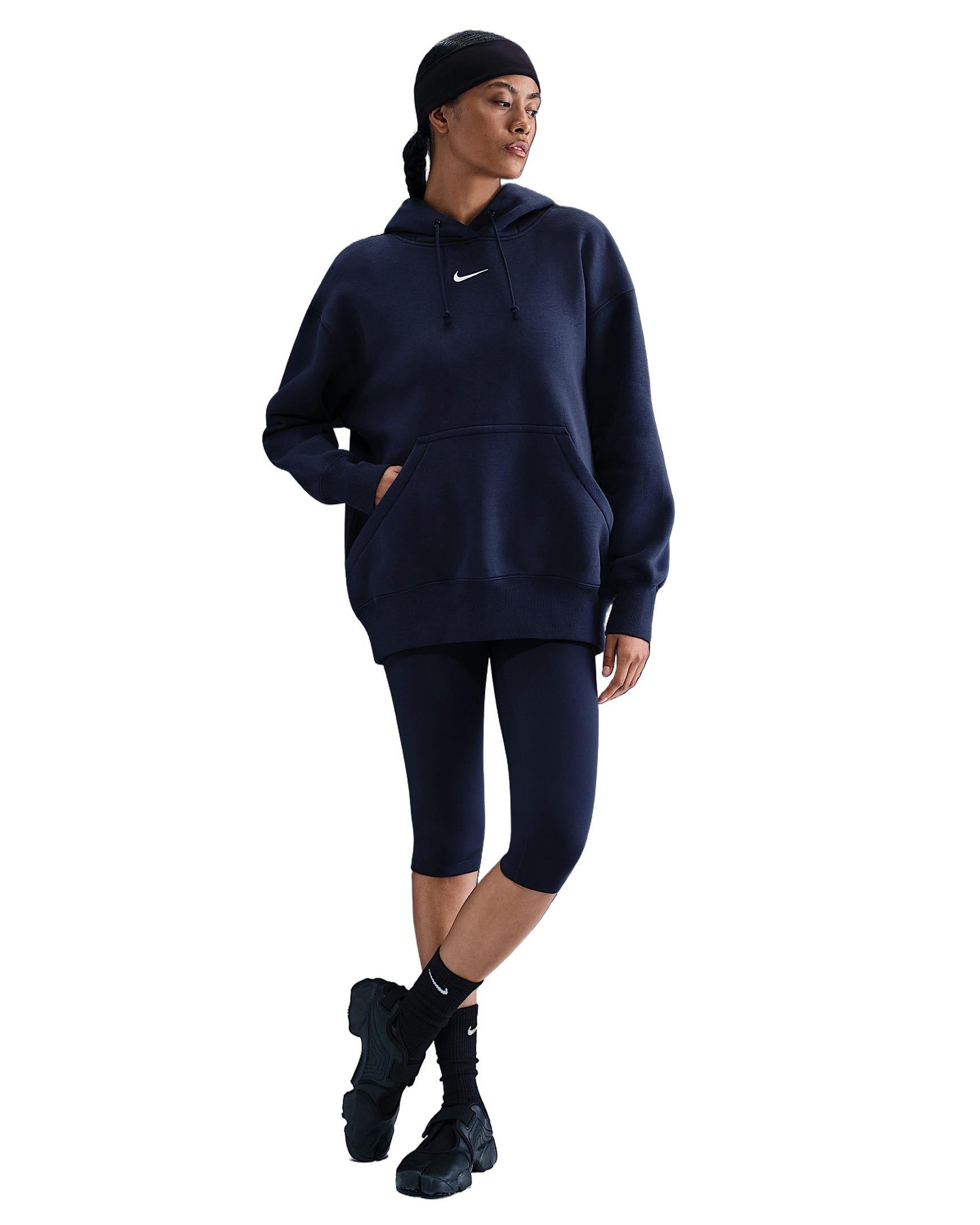 Nike Women's Sportswear Phoenix Fleece Oversized Pullover Hoodie -Navy - NAVY Thumbnail View 4