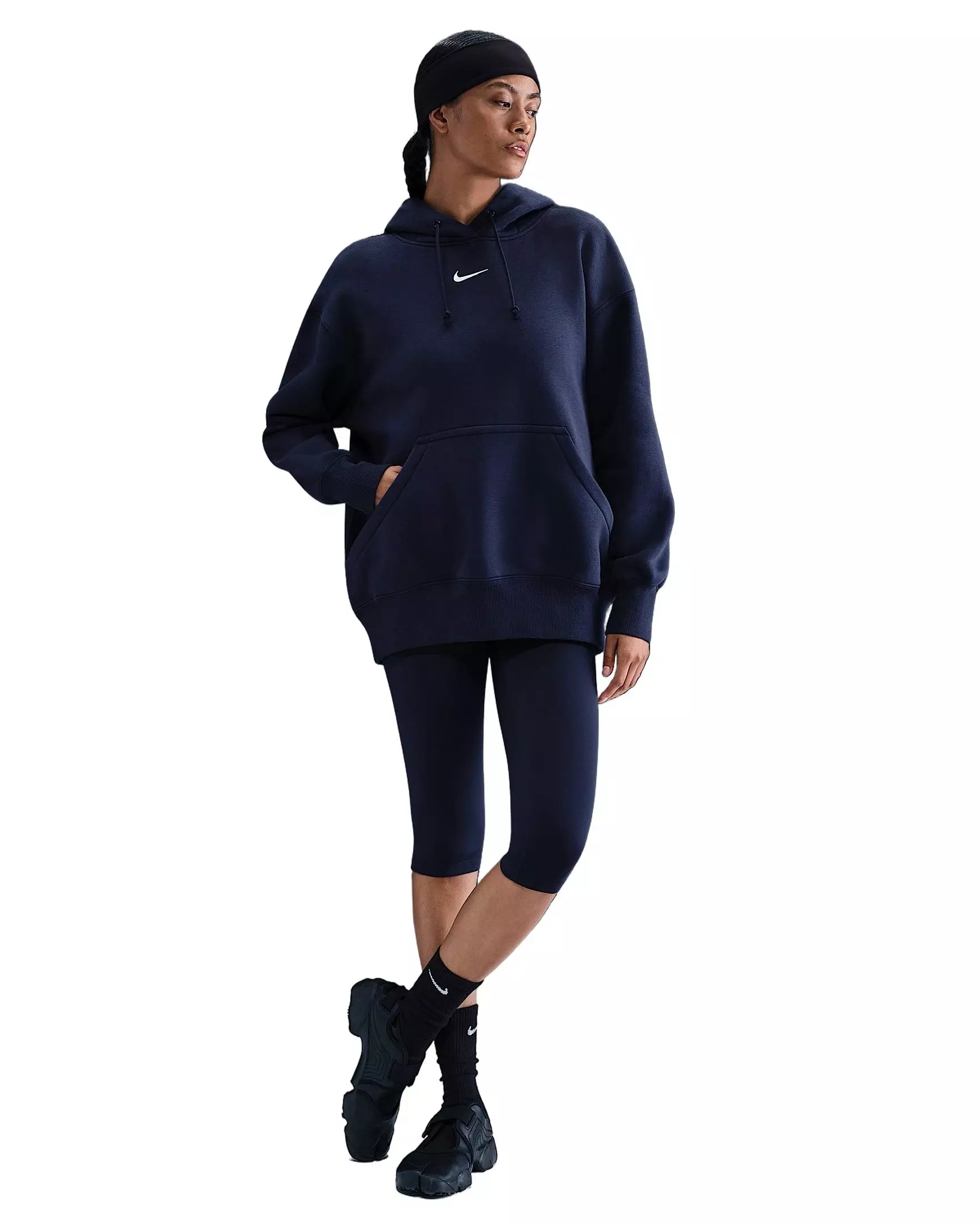 Nike Women's Sportswear Phoenix Fleece Oversized Pullover Hoodie -Navy - NAVY