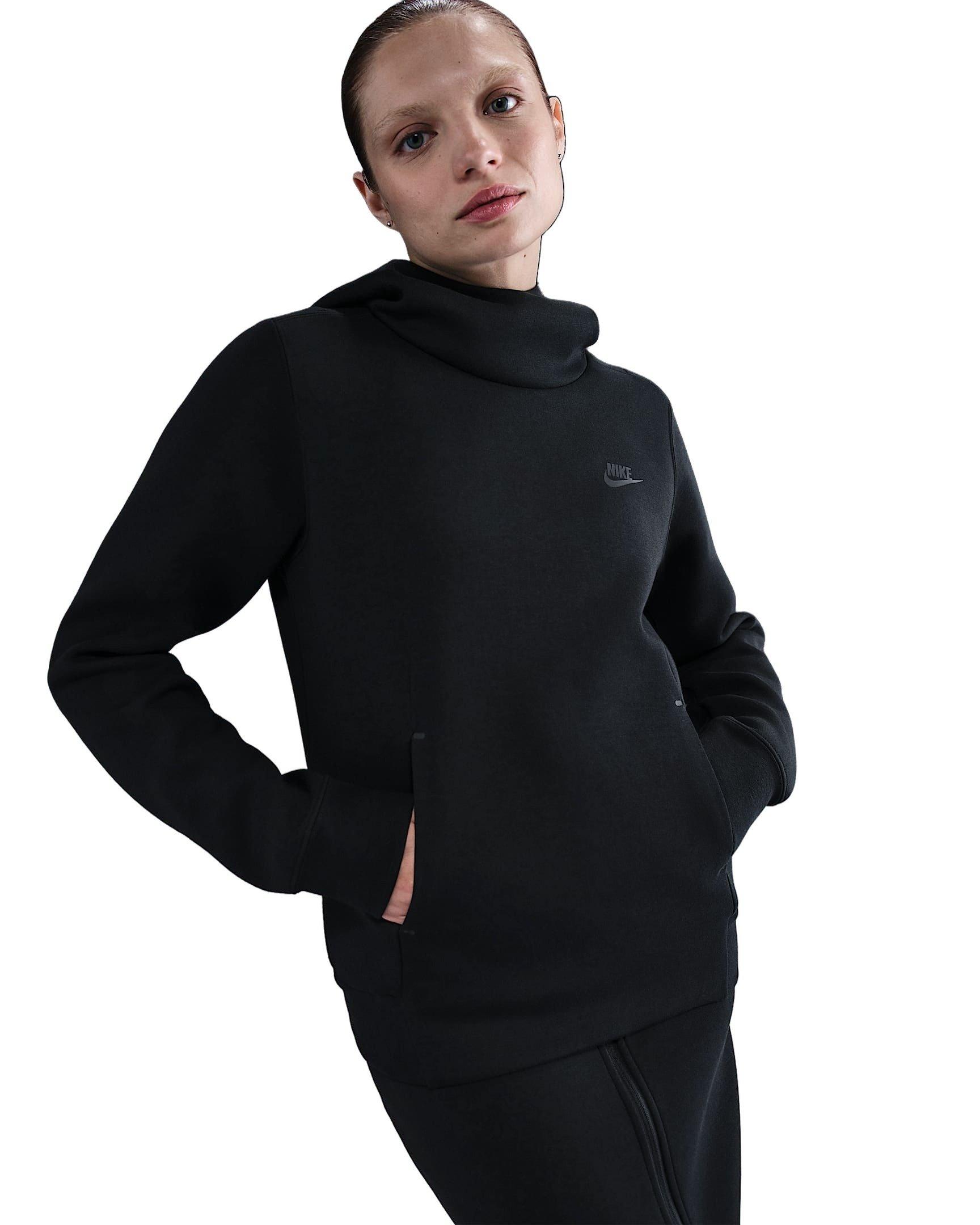 Nike Women's Sportswear Tech Fleece Hoodie -Black - BLACK Thumbnail View 1