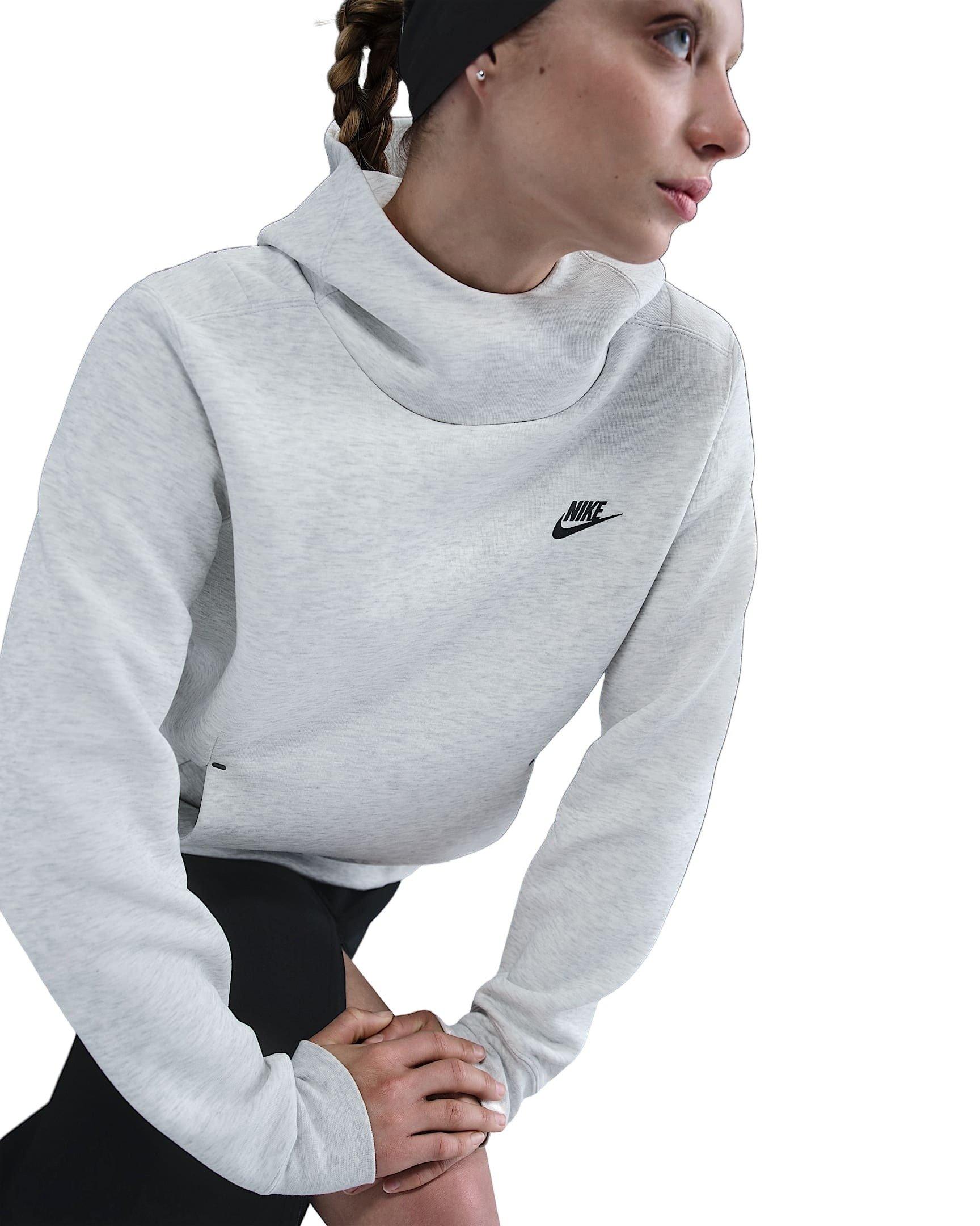 Nike Women's Sportswear Tech Fleece Hoodie -Lt Grey - LT GREY Thumbnail View 3