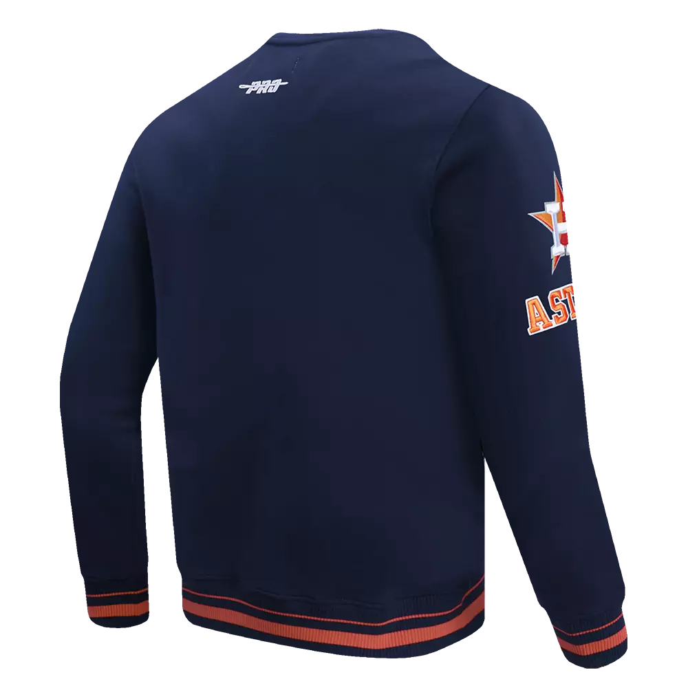 Pro Standard Men's MLB Houston Astros Mashup Rib Crewneck - Navy/Orange - NAVY/ORANGE