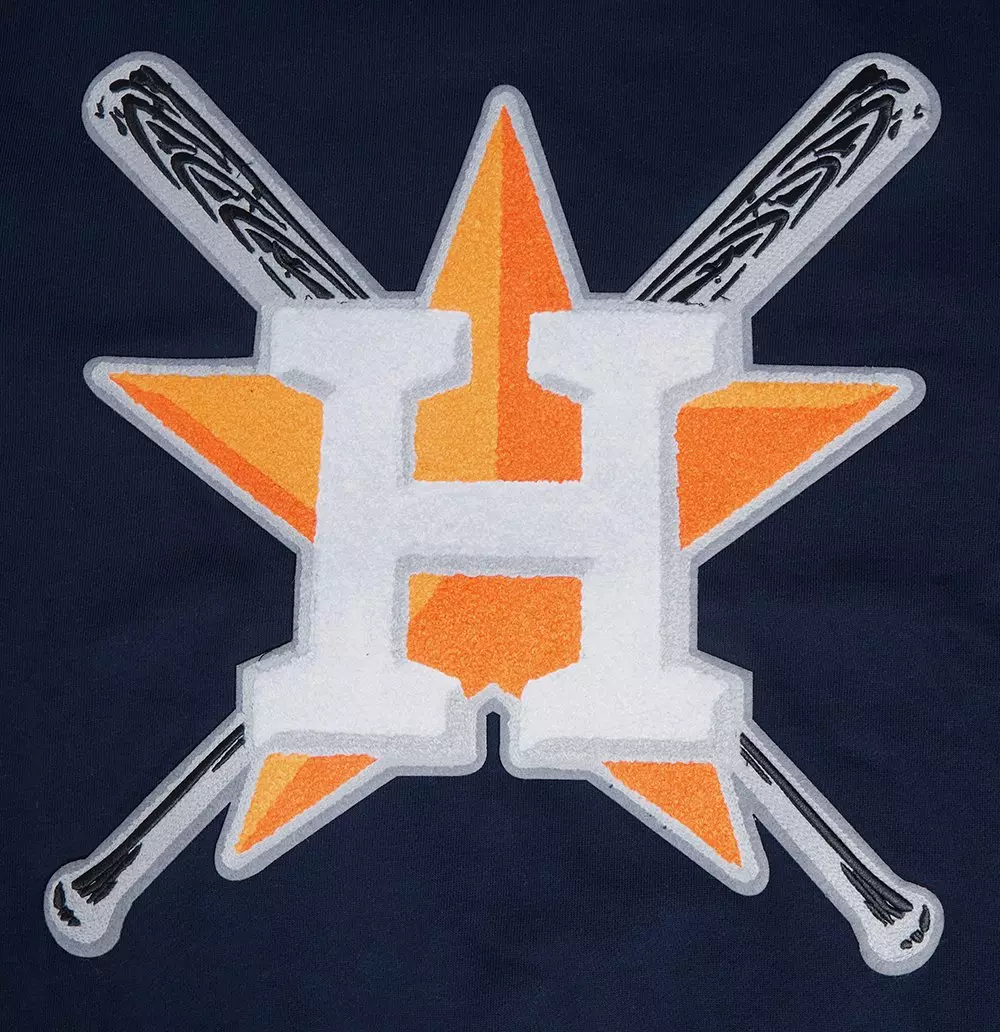 Pro Standard Men's MLB Houston Astros Mashup Rib Crewneck -Navy/Orange - NAVY/ORANGE