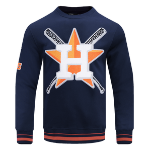Pro Standard Men's MLB Houston Astros Mashup Rib Crewneck -Navy/Orange