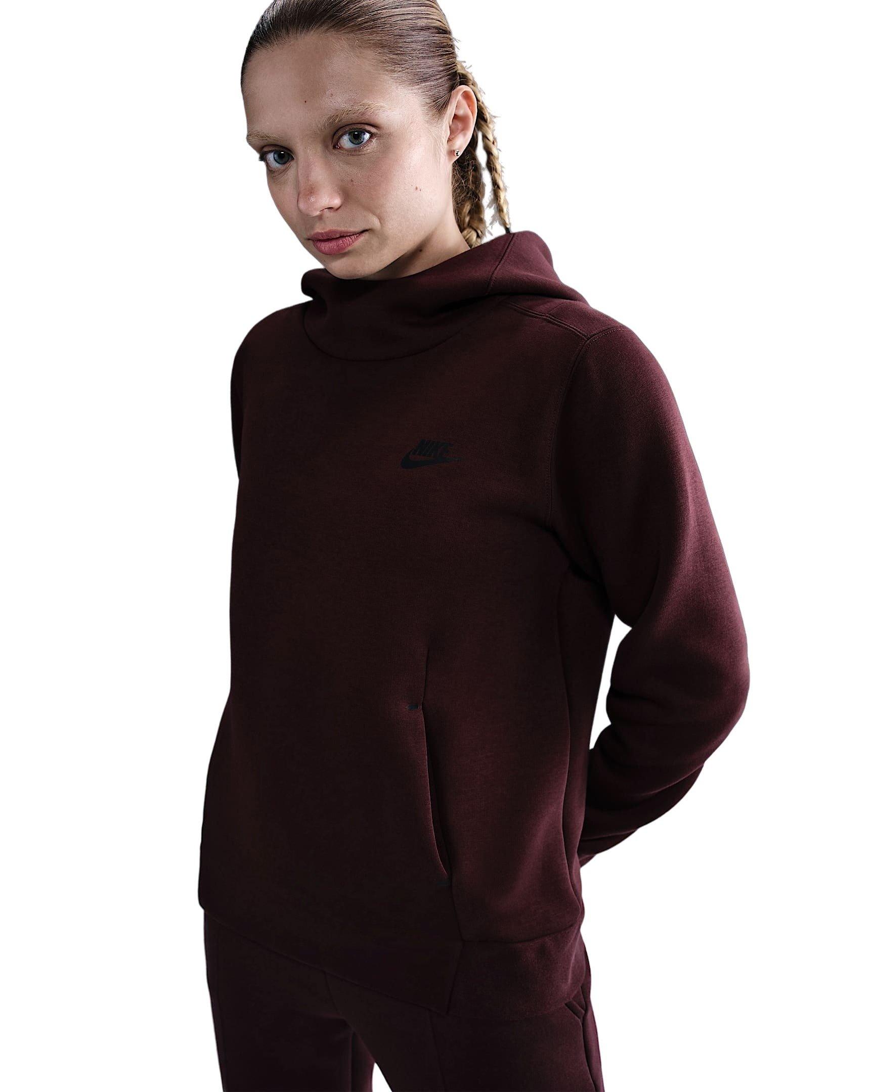 Nike Women's Sportswear Tech Fleece Hoodie - Burgundy - BURGUNDY Thumbnail View 1
