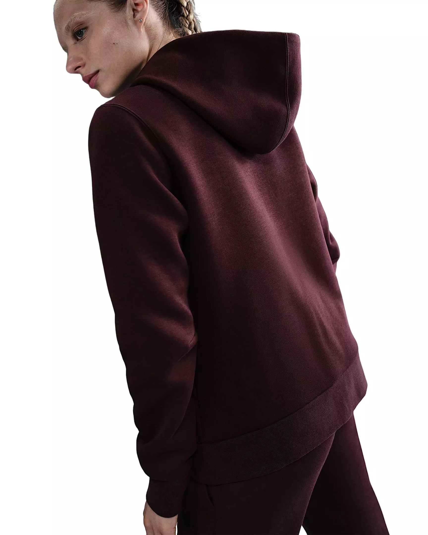Nike Women's Sportswear Tech Fleece Hoodie -Burgundy - BURGUNDY
