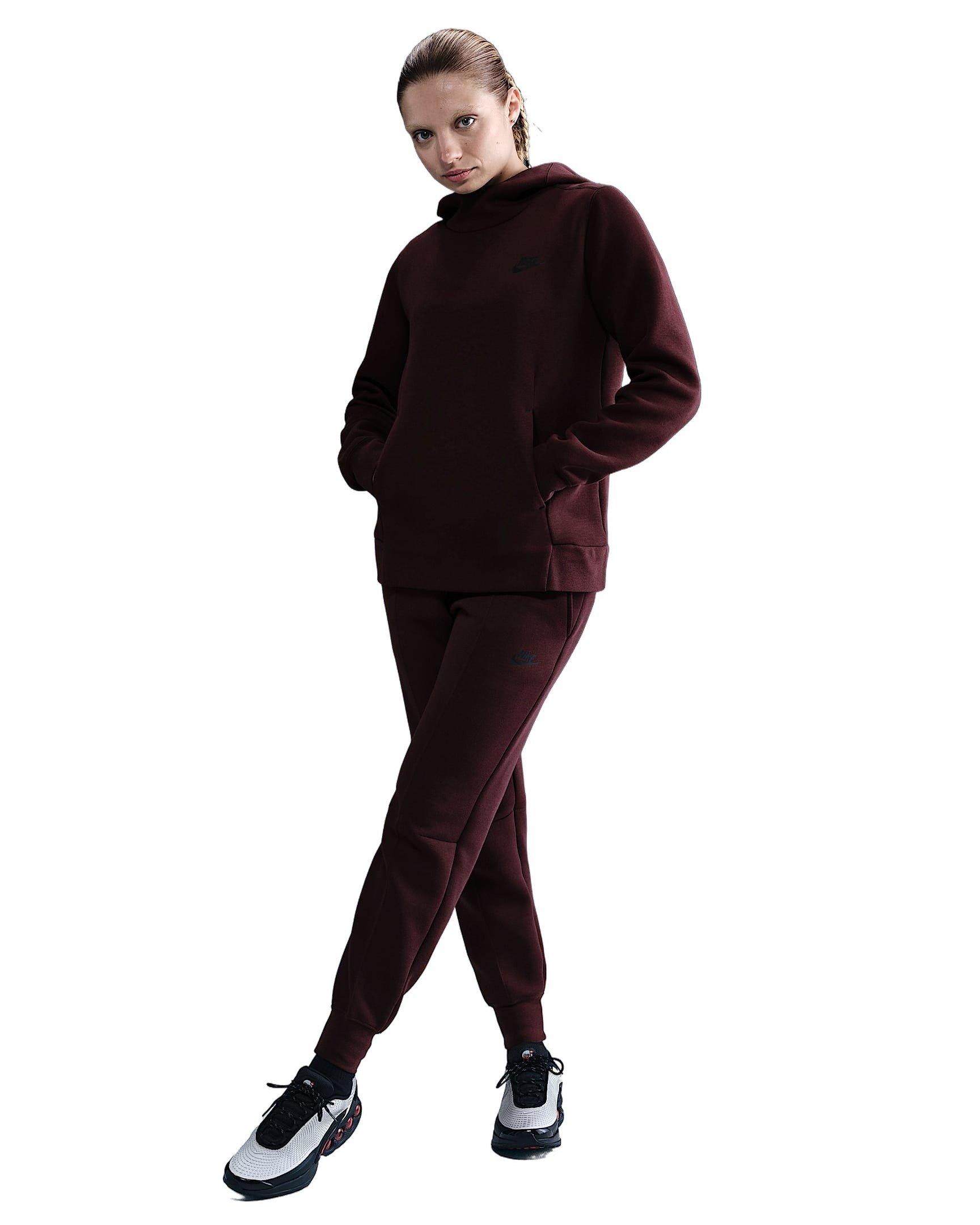 Nike Women's Sportswear Tech Fleece Hoodie -Burgundy - BURGUNDY Thumbnail View 4