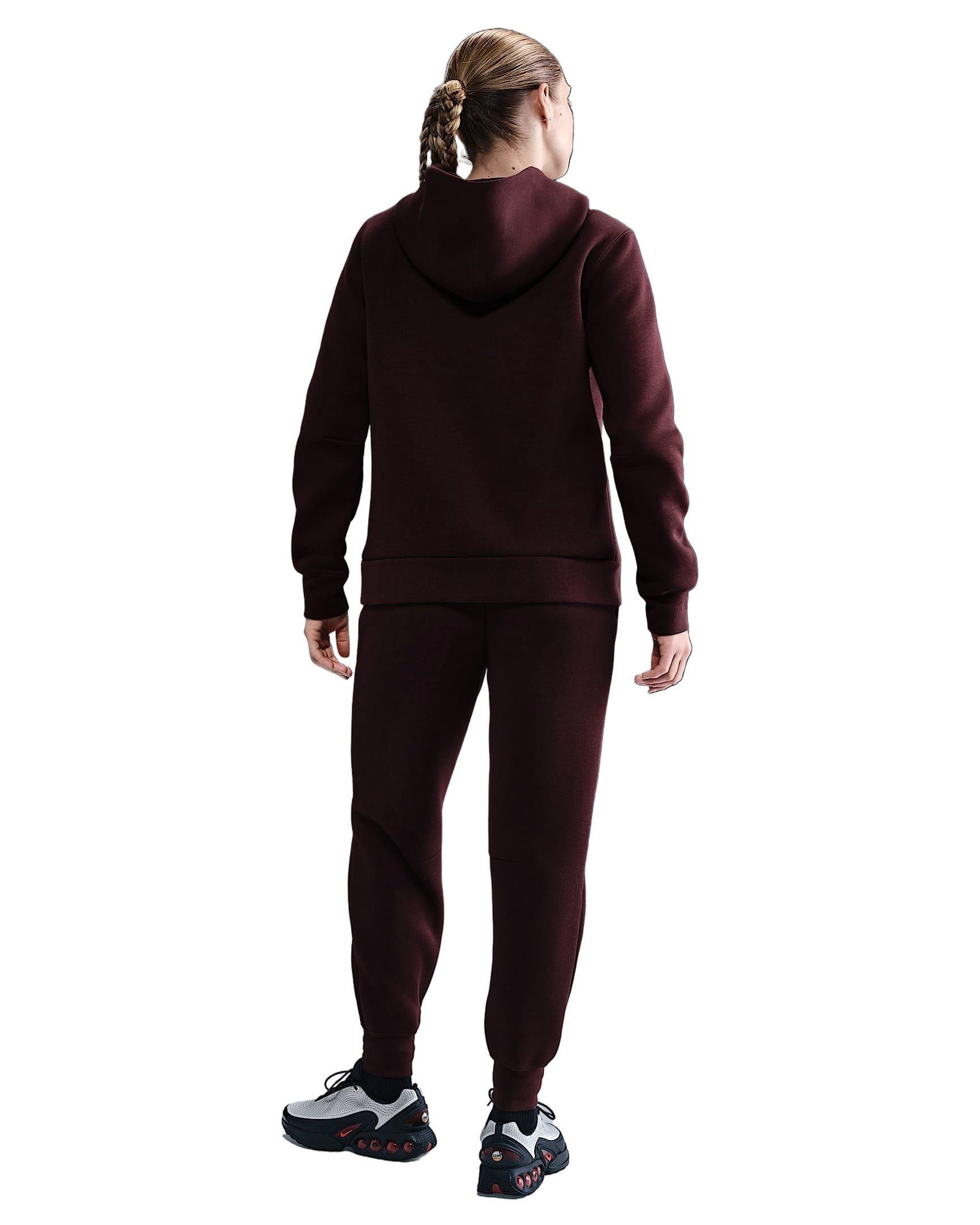 Nike Women's Sportswear Tech Fleece Hoodie -Burgundy - BURGUNDY Thumbnail View 5