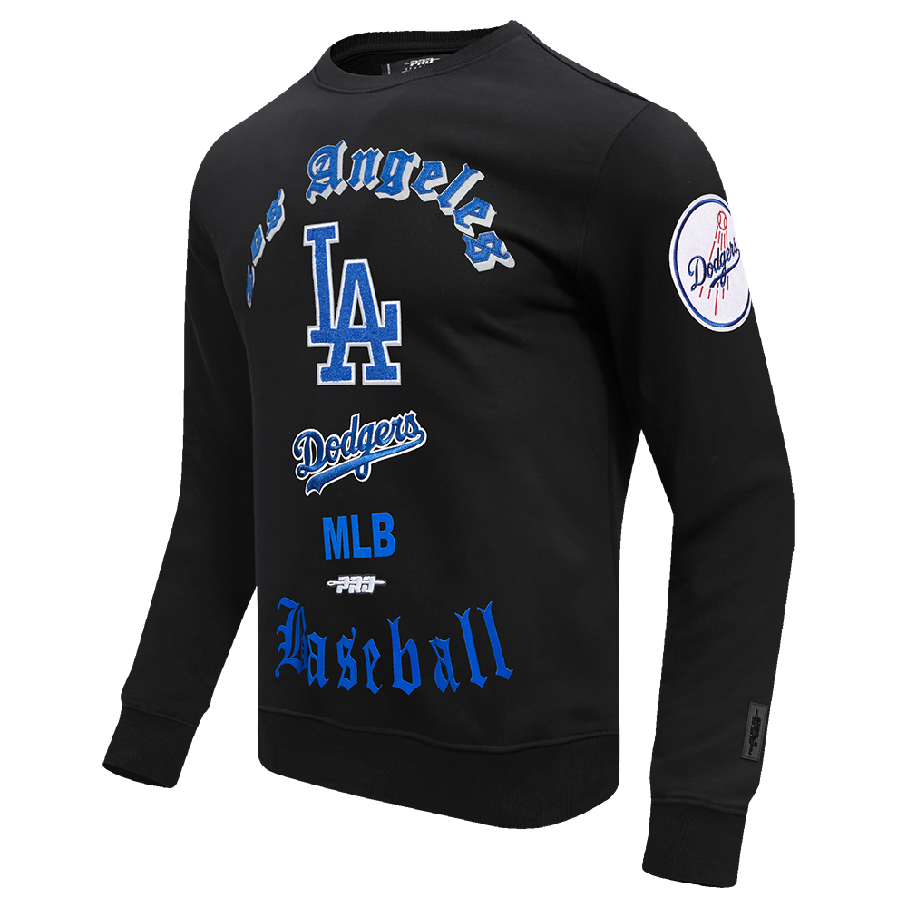 Pro Standard Men's MLB Los Angeles Dodgers Old English Crewneck -Black - BLACK Thumbnail View 3