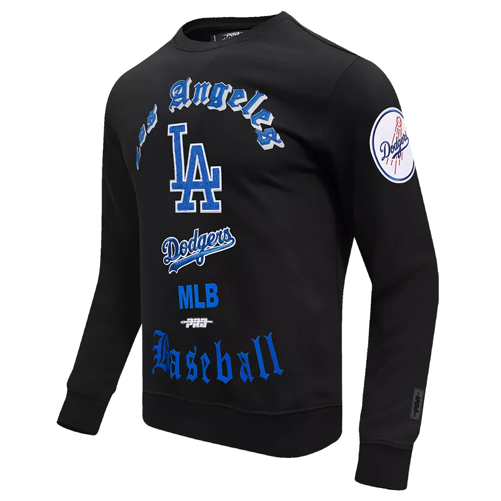 Pro Standard Men's MLB Los Angeles Dodgers Old English Crewneck -Black - BLACK