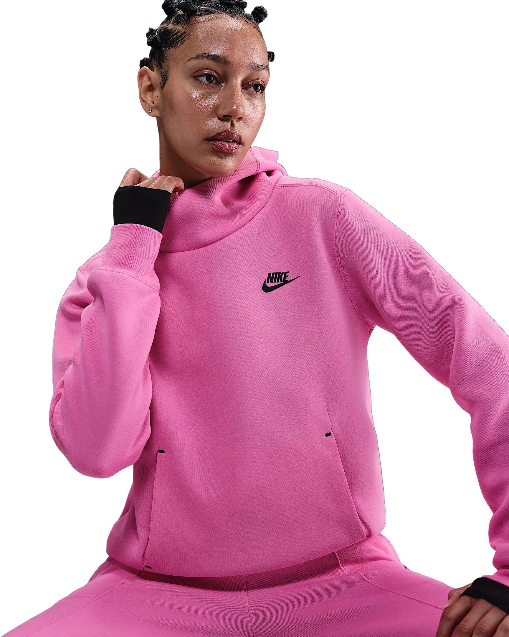 Nike Women's Sportswear Tech Fleece Hoodie - Pink/Black - PINK/BLACK Thumbnail View 3