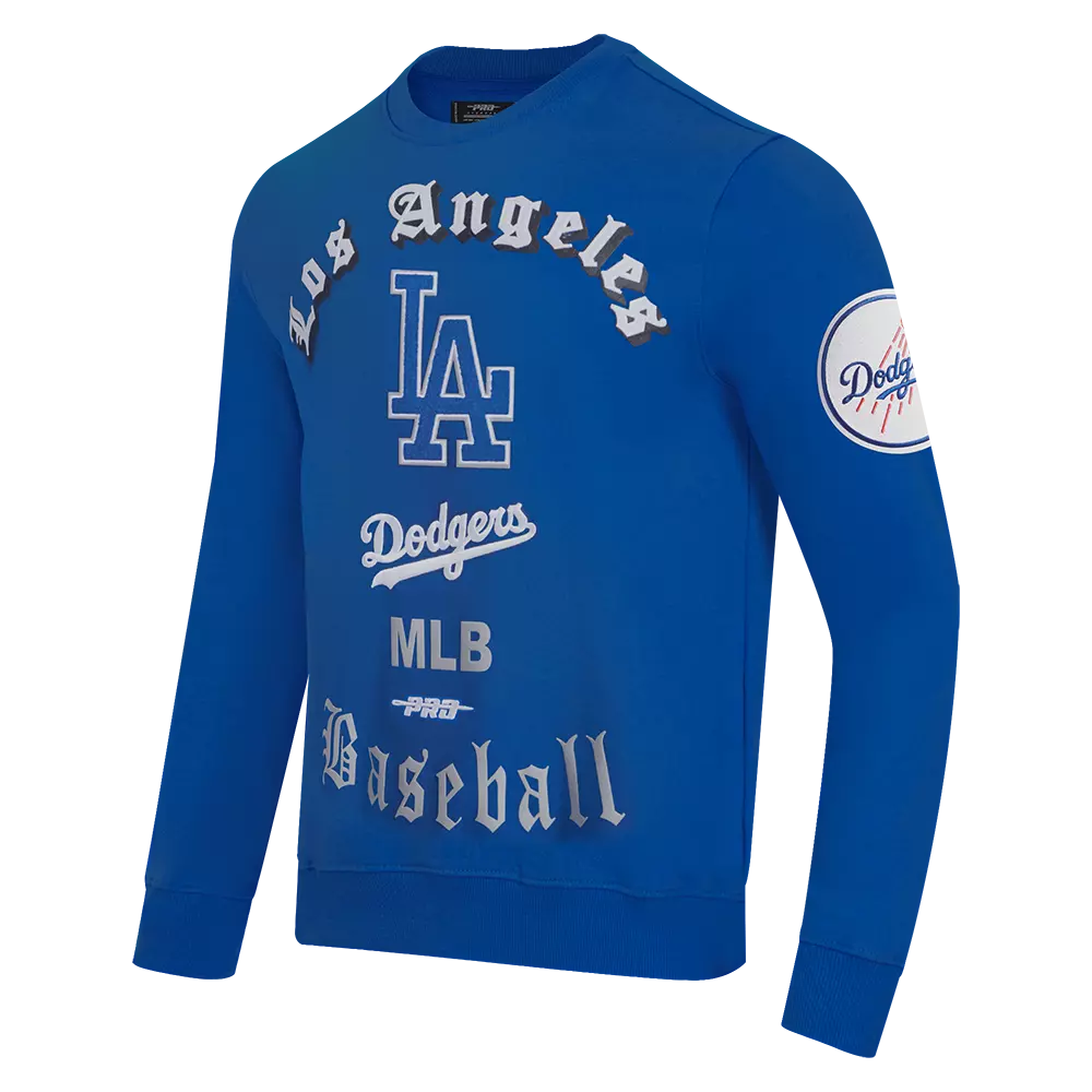 Pro Standard Men's MLB Los Angeles Dodgers Old English Crewneck -Blue - BLUE