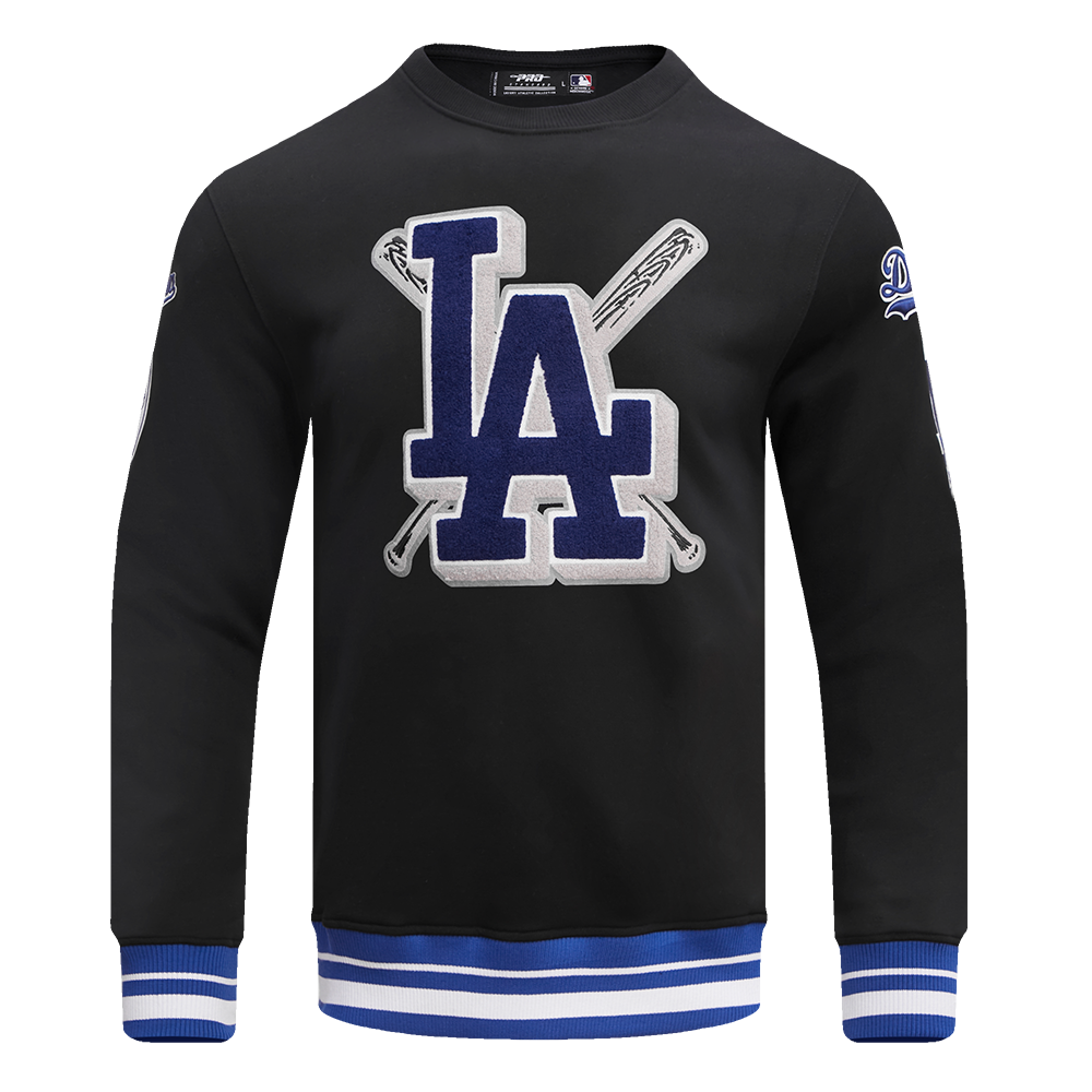 Pro Standard Men's MLB Los Angeles Dodgers Mashup Rib Crewneck - Black/Blue - BLACK/BLUE Thumbnail View 1