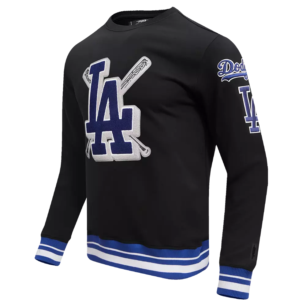 Pro Standard Men's MLB Los Angeles Dodgers Mashup Rib Crewneck - Black/Blue - BLACK/BLUE