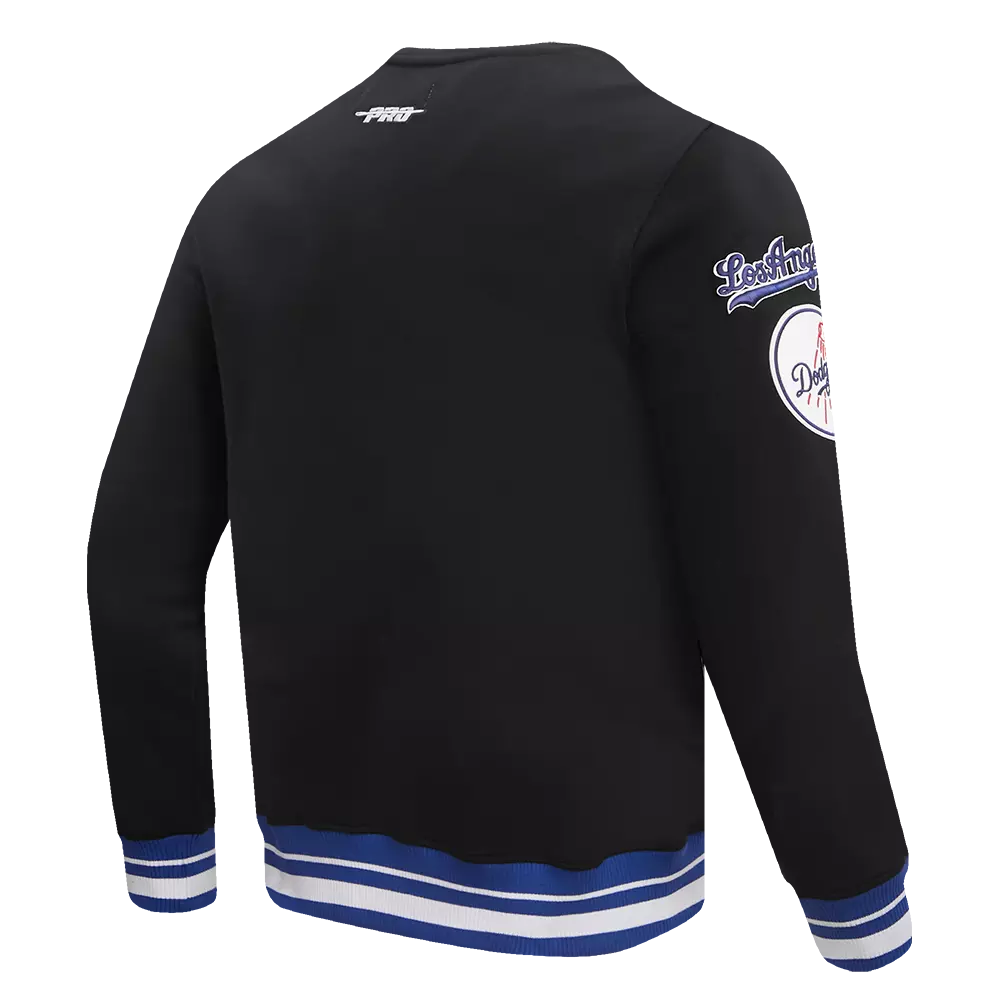 Pro Standard Men's MLB Los Angeles Dodgers Mashup Rib Crewneck - Black/Blue - BLACK/BLUE