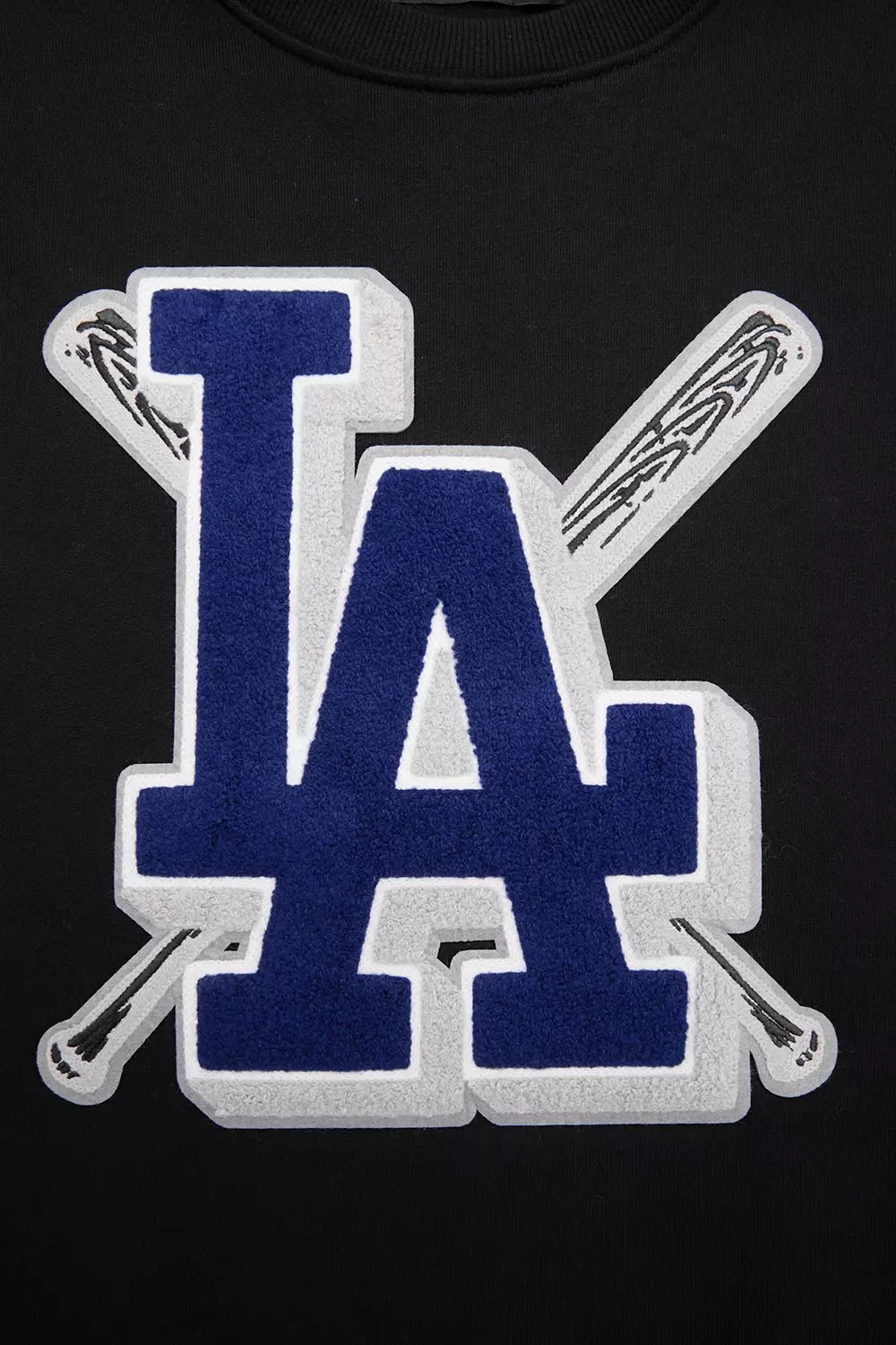Pro Standard Men's MLB Los Angeles Dodgers Mashup Rib Crewneck - Black/Blue - BLACK/BLUE