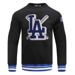 Pro Standard Men's MLB Los Angeles Dodgers Mashup Rib Crewneck -Black/Blue