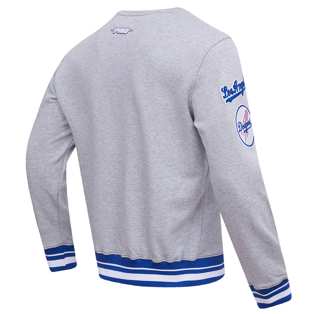 Pro Standard Men's MLB Los Angeles Dodgers Mashup Rib Crewneck - Grey/Blue - GREY/BLUE Thumbnail View 4