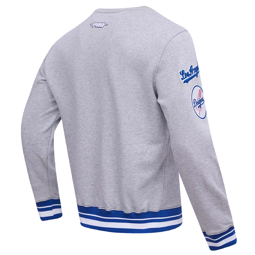 Pro Standard Men's MLB Los Angeles Dodgers Mashup Rib Crewneck - Grey/Blue - GREY/BLUE