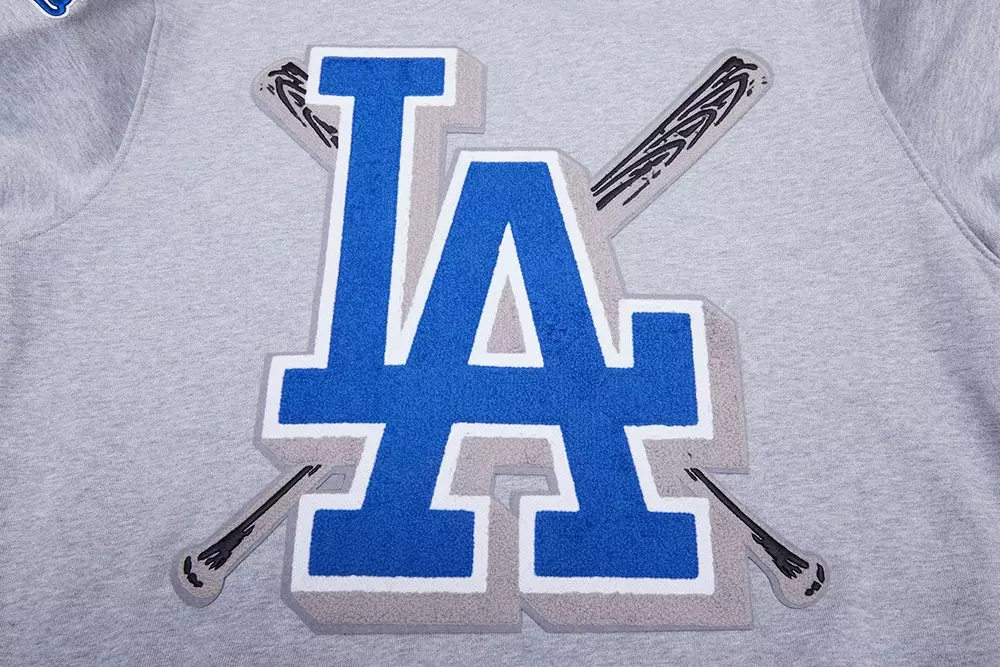 Pro Standard Men's MLB Los Angeles Dodgers Mashup Rib Crewneck -Grey/Blue - GREY/BLUE