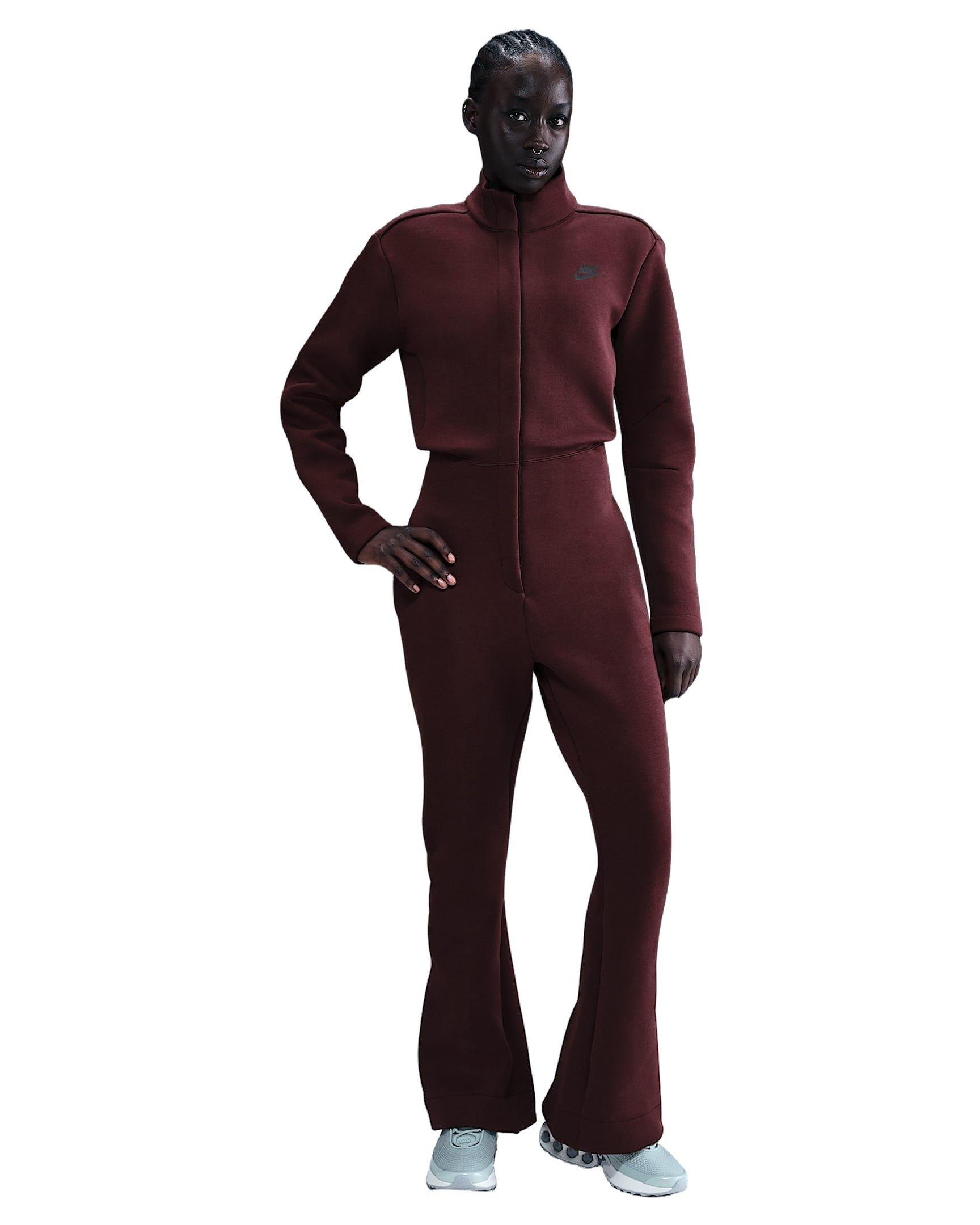 Nike Women's Sportswear Tech Fleece Jumpsuit -Burgundy - BURGUNDY Thumbnail View 1