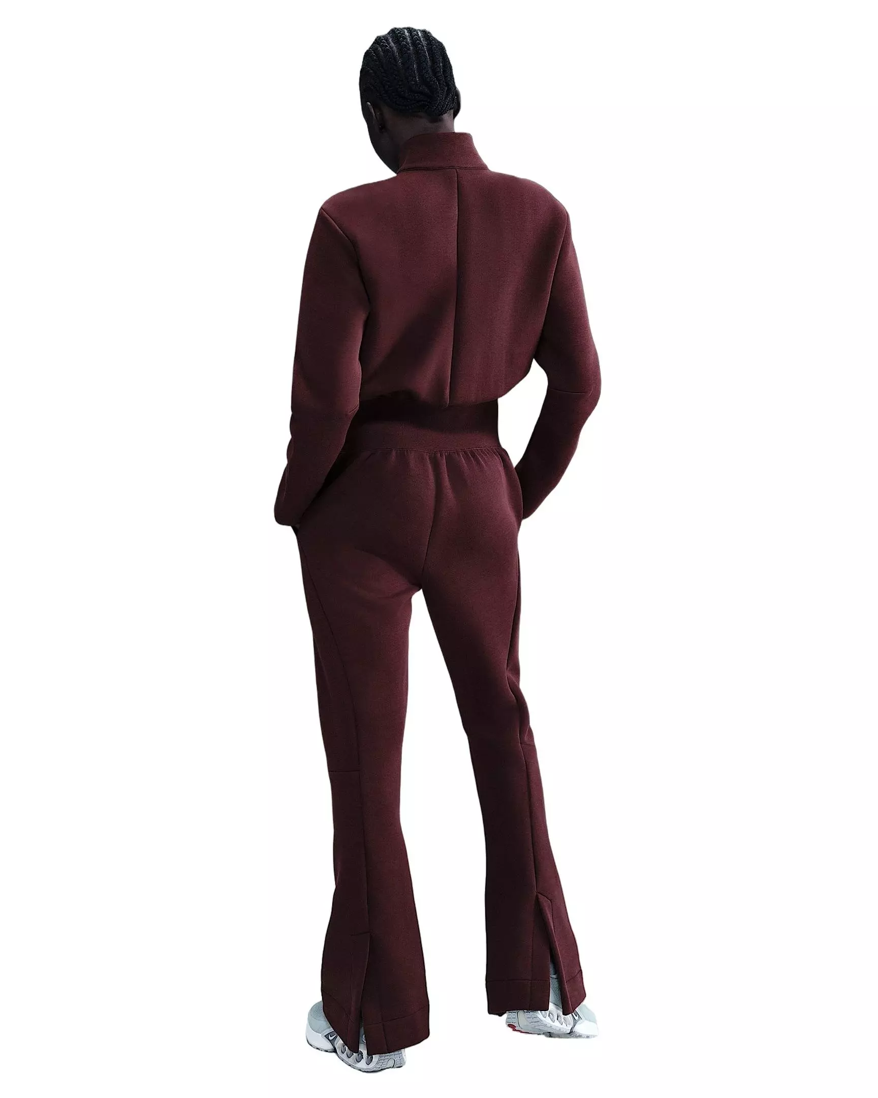 Nike Women's Sportswear Tech Fleece Jumpsuit -Burgundy - BURGUNDY