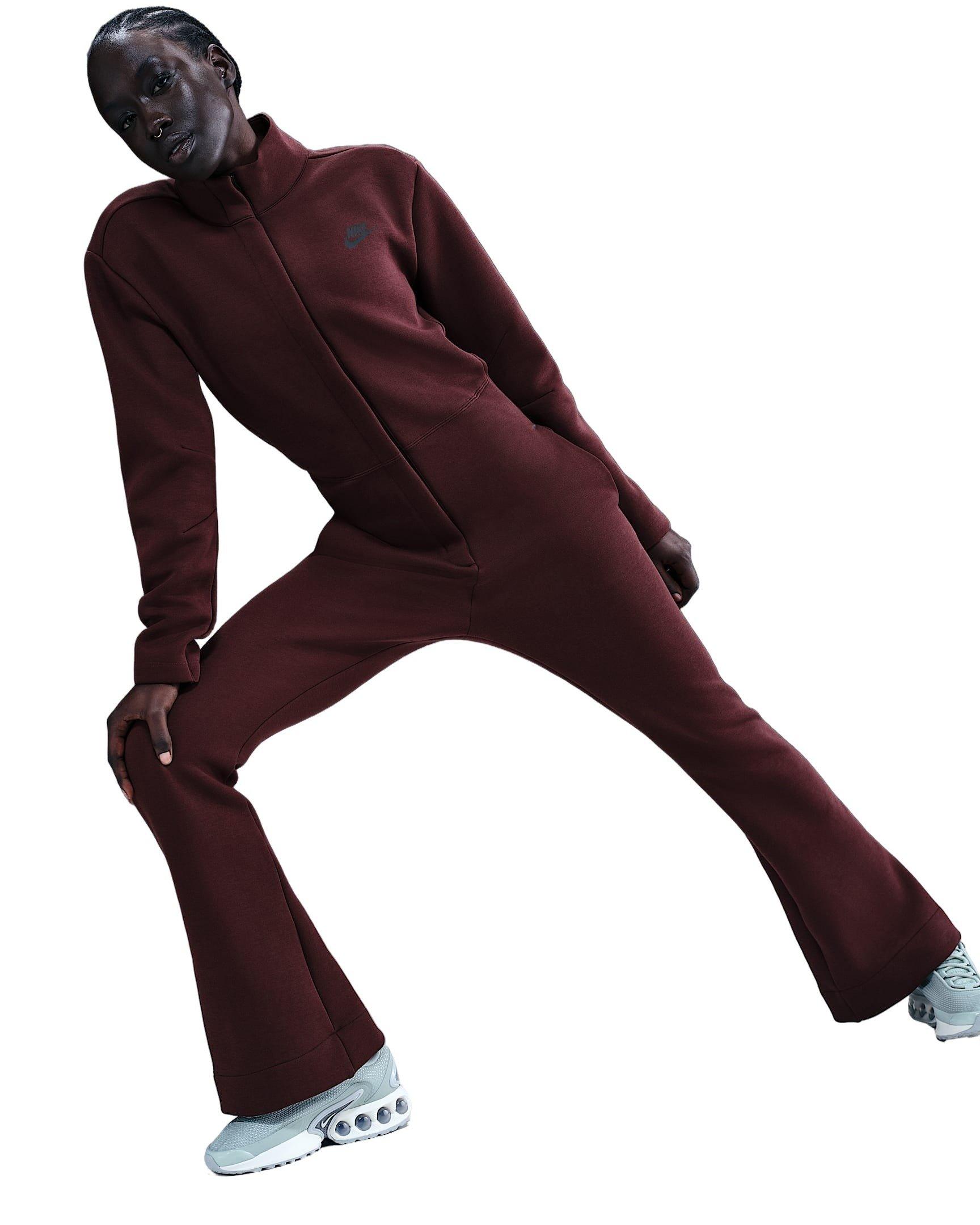 Nike Women's Sportswear Tech Fleece Jumpsuit -Burgundy - BURGUNDY Thumbnail View 3