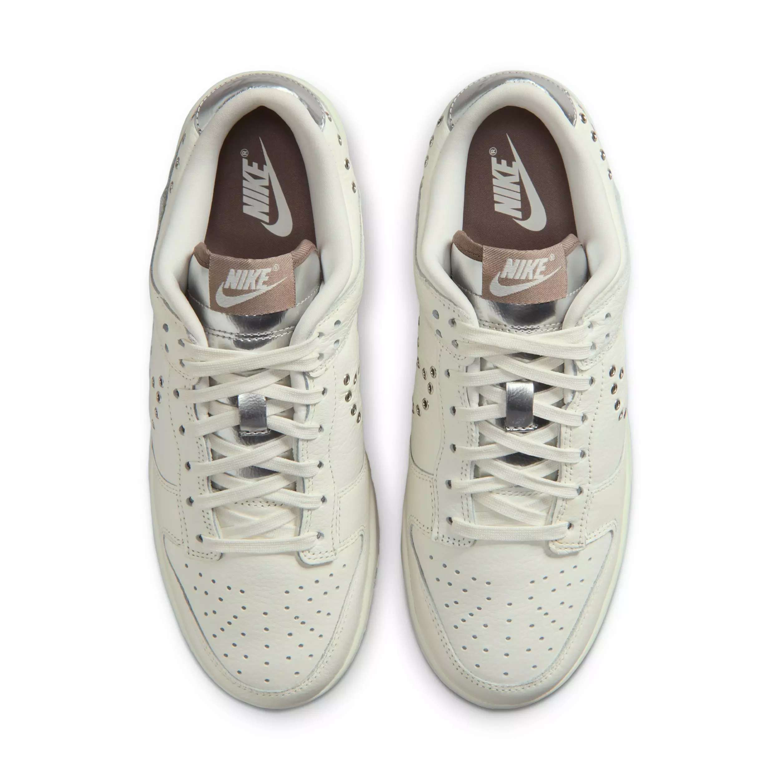 Nike Dunk Low "Sail/Mink Brown/Metallic Silver" Women's Shoe - WHITE/BROWN/SILVER
