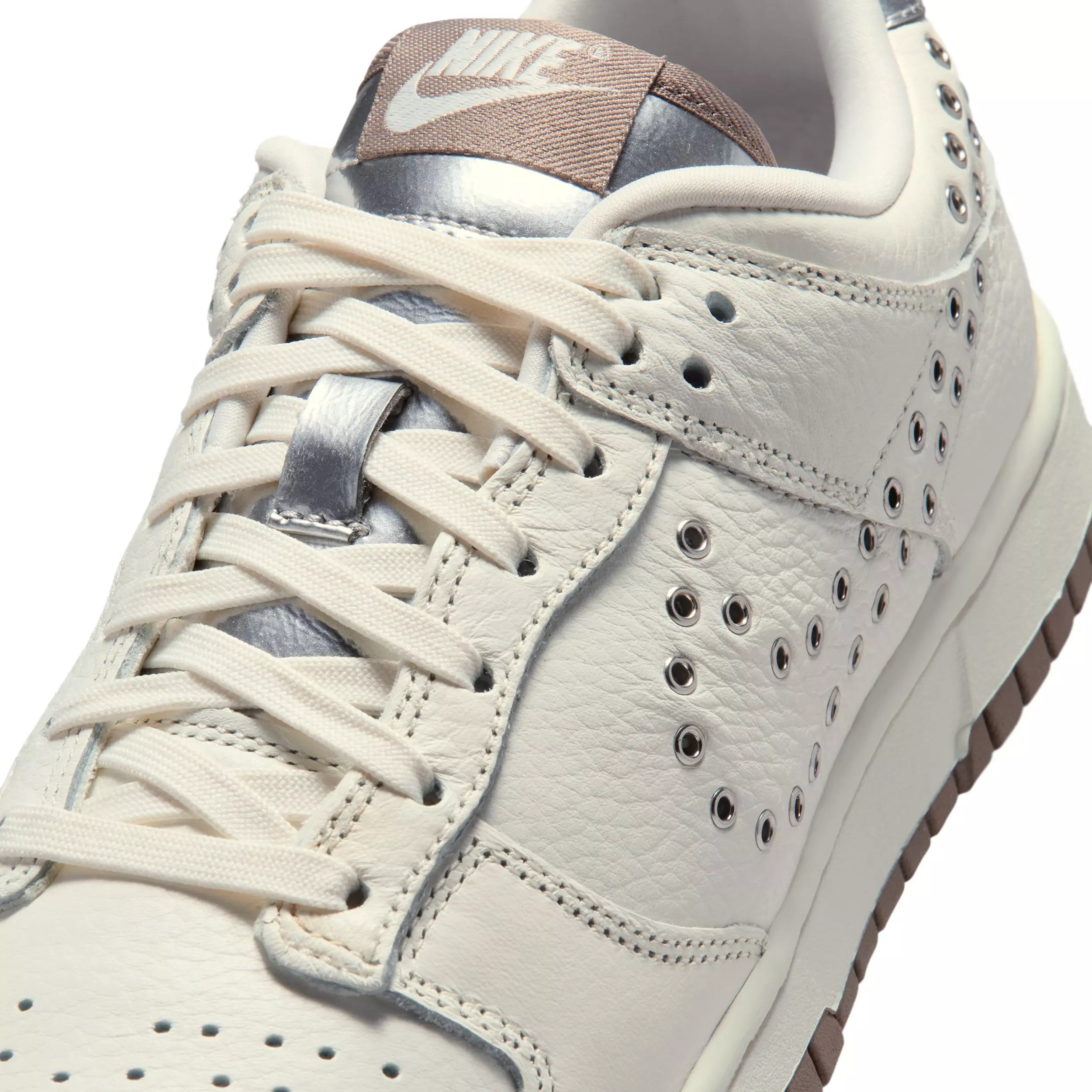 Nike Dunk Low "Sail/Mink Brown/Metallic Silver" Women's Shoe - WHITE/BROWN/SILVER