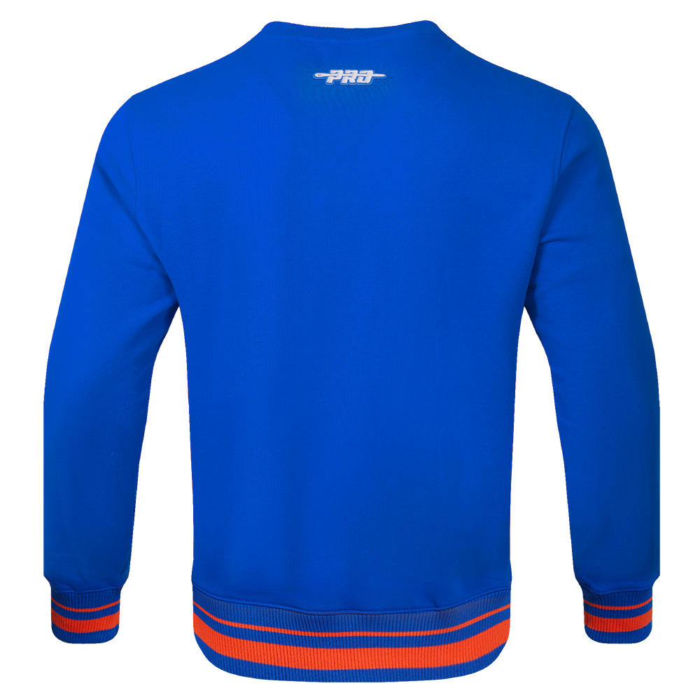 Pro Standard Men's MLB New York Mets Mashup Rib Crewneck -Royal/Orange - ROYAL/ORANGE Thumbnail View 2