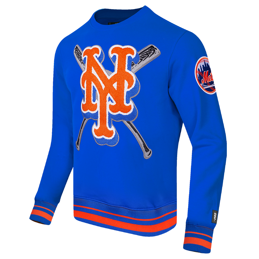 Pro Standard Men's MLB New York Mets Mashup Rib Crewneck -Royal/Orange - ROYAL/ORANGE Thumbnail View 3