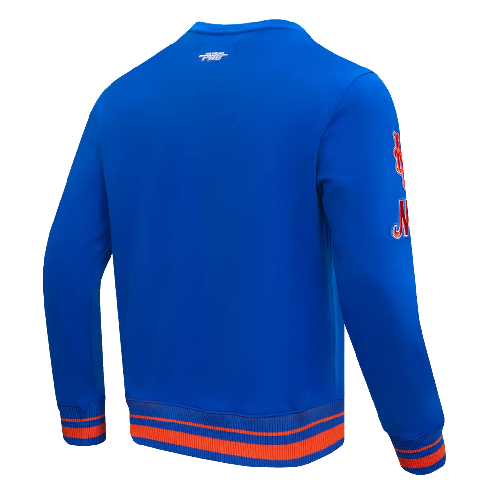 Pro Standard Men's MLB New York Mets Mashup Rib Crewneck - Royal/Orange - ROYAL/ORANGE
