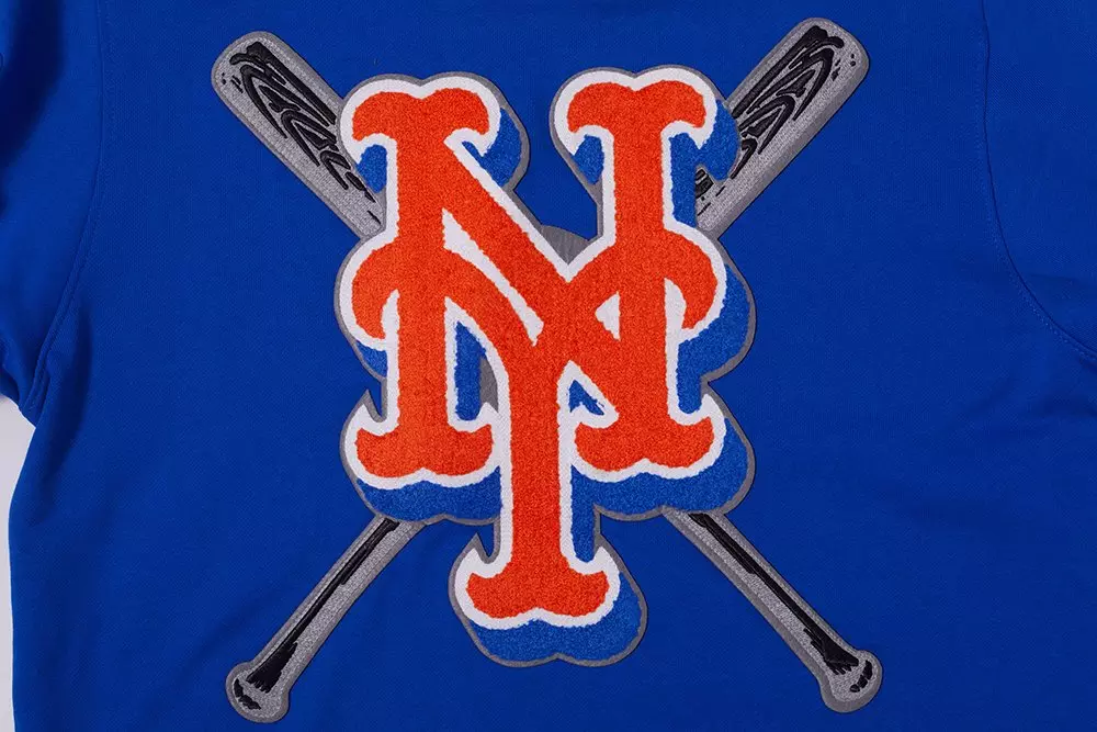 Pro Standard Men's MLB New York Mets Mashup Rib Crewneck -Royal/Orange - ROYAL/ORANGE