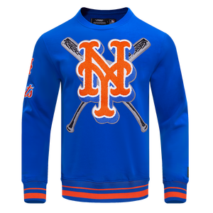 Pro Standard Men's MLB New York Mets Mashup Rib Crewneck -Royal/Orange