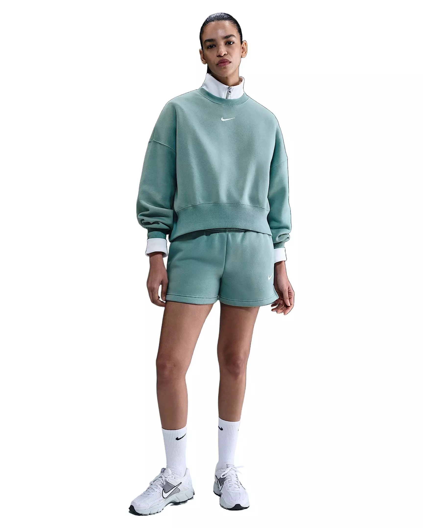 Nike Women's Sportswear Phoenix Fleece Over-Oversized Crew-Neck Sweatshirt -Green - GREEN