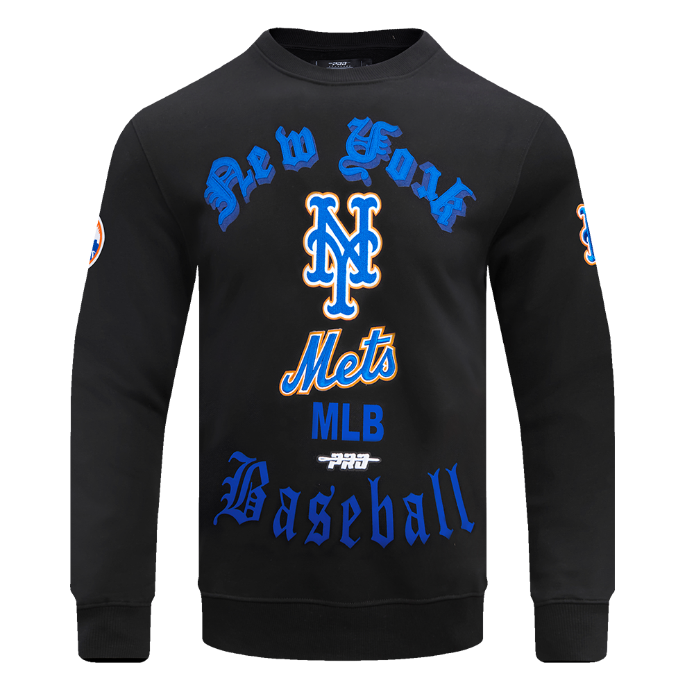 Pro Standard Men's MLB New York Mets Old English Crewneck - Black - BLACK Thumbnail View 1