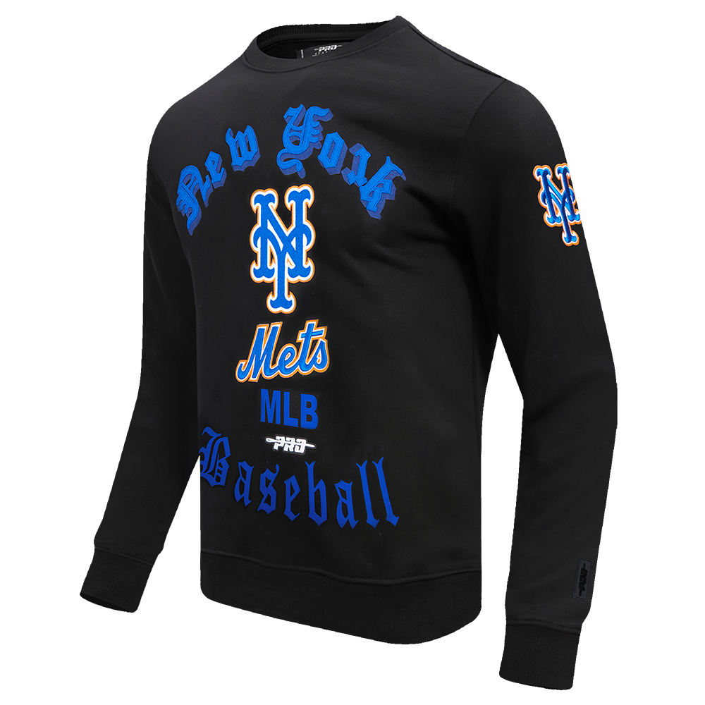 Pro Standard Men's MLB New York Mets Old English Crewneck -Black - BLACK Thumbnail View 3